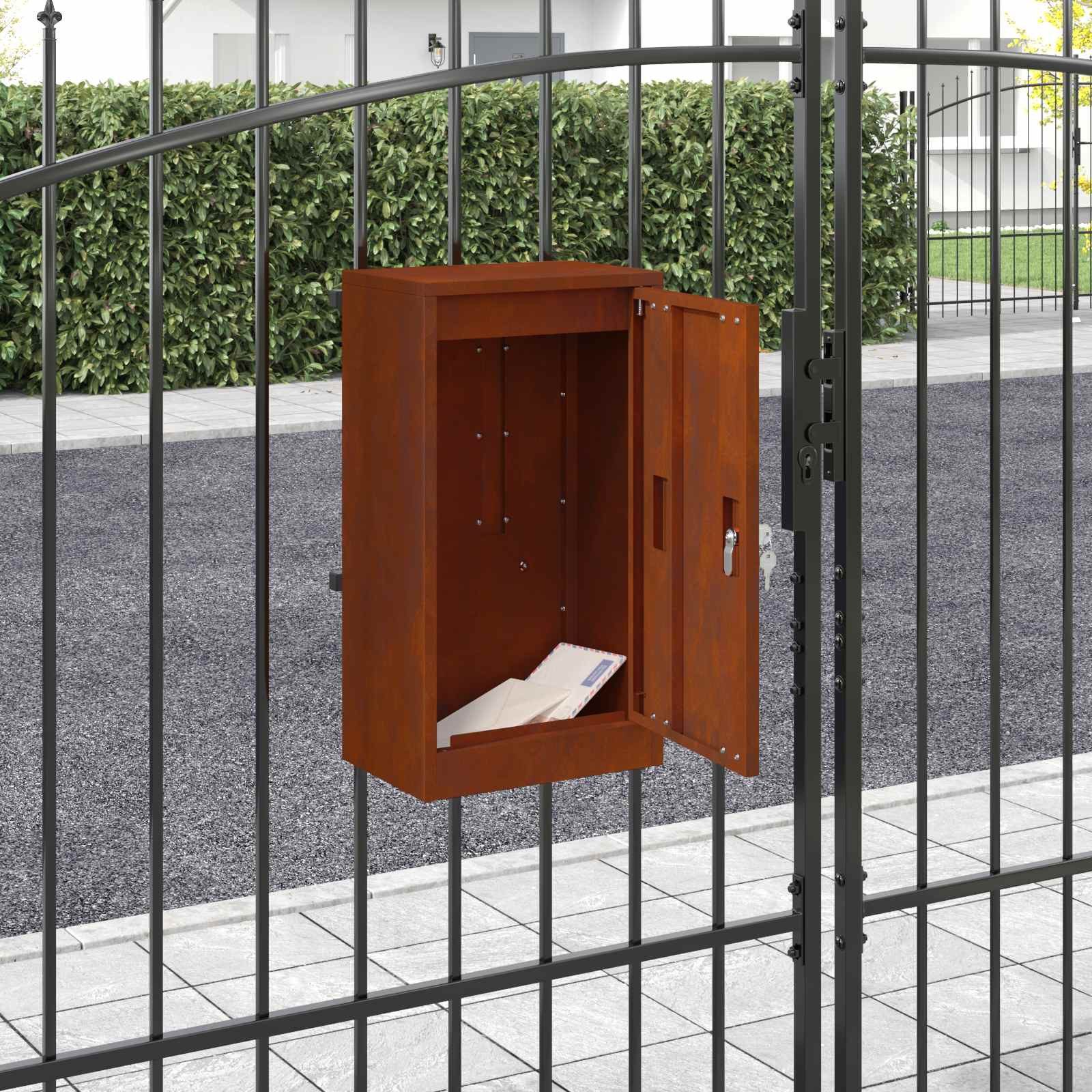 vidaXL Briefkasten Briefkasten mit Speicher Rostig 30 x 20 x 55 cm Wetterfeststahl (1-St)