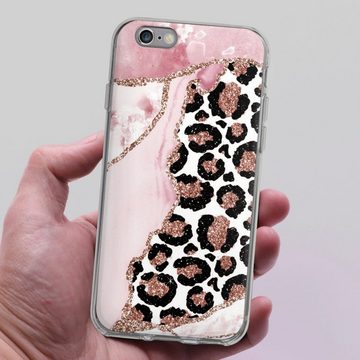 DeinDesign Handyhülle Leopard Glitzer Look Marmor Patterns and Textures Smooth Pink, Apple iPhone 6s Silikon Hülle Bumper Case Handy Schutzhülle