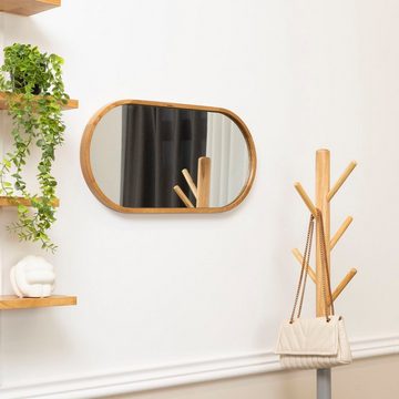Terra Home Wandspiegel Eiche Spiegel Oval Landa 30x60 cm Holzspiegel (braun), Badezimmerspiegel Flurspiegel