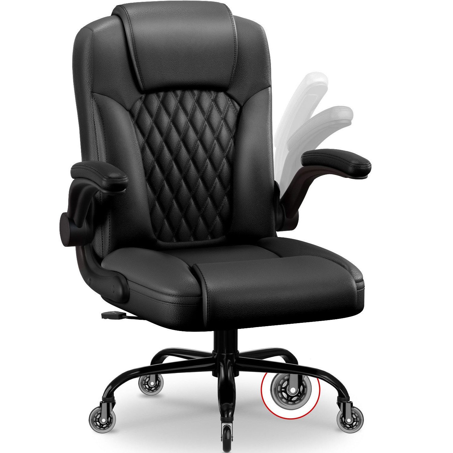 Homimaster Bürostuhl Ergonomisch, Kunstleder Schreibtischstuhl 90° günstig online kaufen