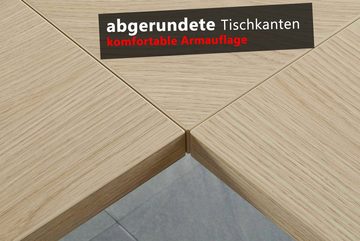 bümö Schreibtisch Q-Serie Mini, Rechteck: 140 x 67,2 cm - Dekor: Asteiche