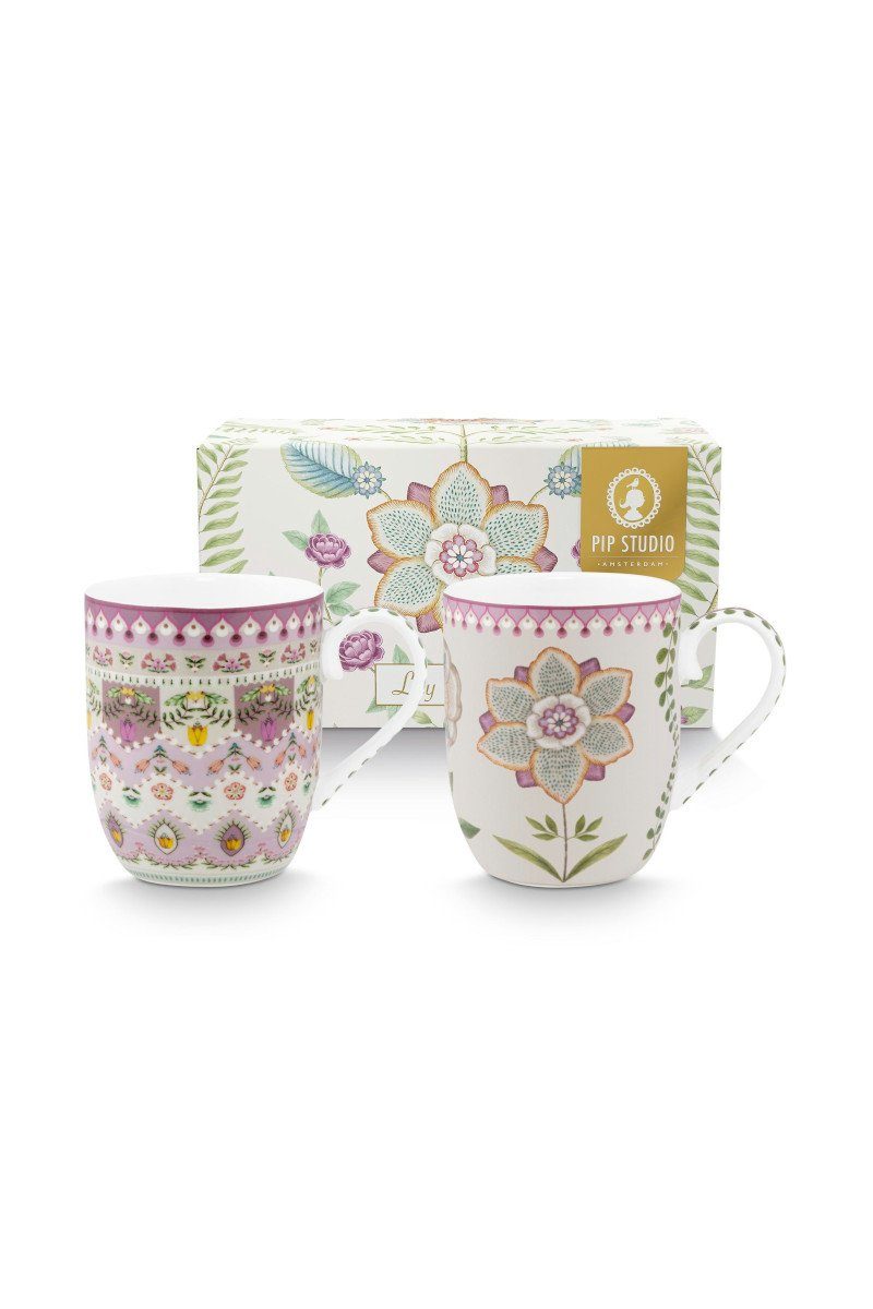 PiP Studio Tasse Lily&Lotus Tasse 145ml Set 2tlg, Porcelain, Set/2 Mugs Small Lily&Lotus 145ml