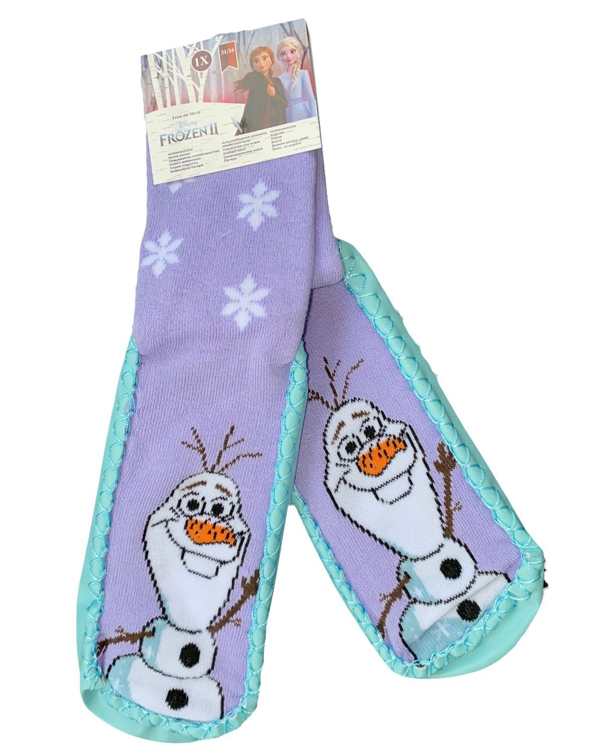 Disney Haussocken Frozen die Eiskönigin, Disney Princess Haussocken Mädchen Носки mit Sohle Hausschuhe Anna + Elsa + Olav Gr.27/30 31/34
