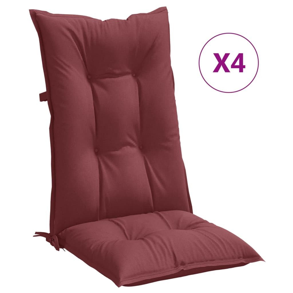 vidaXL Sitzauflage Hochlehner-Auflagen 4 Stk. Melange Weinrot 120x50x7 cm Stoff, (4 St)