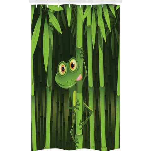 Abakuhaus Duschvorhang Badezimmer Deko Set aus Stoff mit Haken Breite 120 cm, Höhe 180 cm, Bambus Jungle Bäume Spaß-Frosch