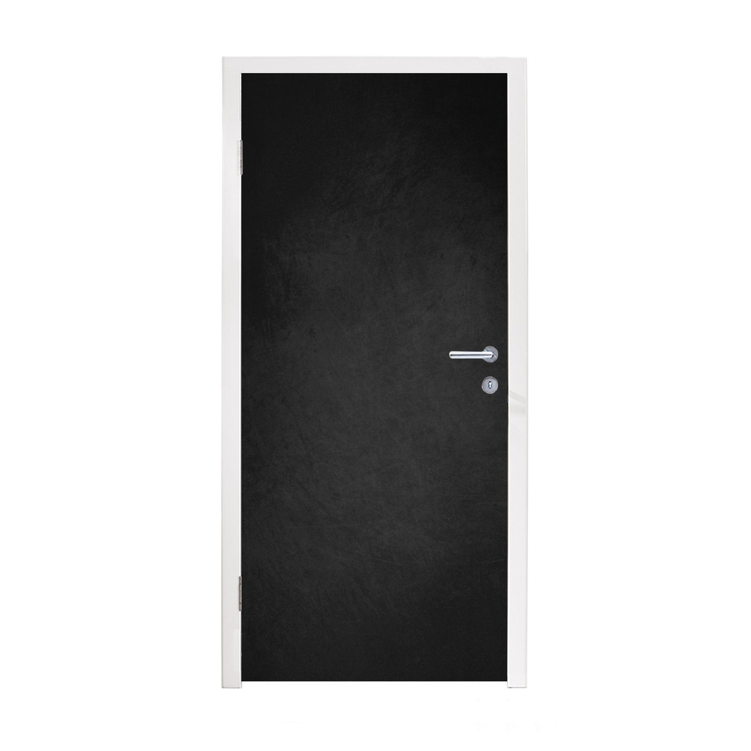 MuchoWow Türtapete Beton - Schwarz - Grau - Strukturiert - Industriell, Matt, bedruckt, (1 St), Selbstklebende Tapete, Folie für Möbel, 75x205 cm