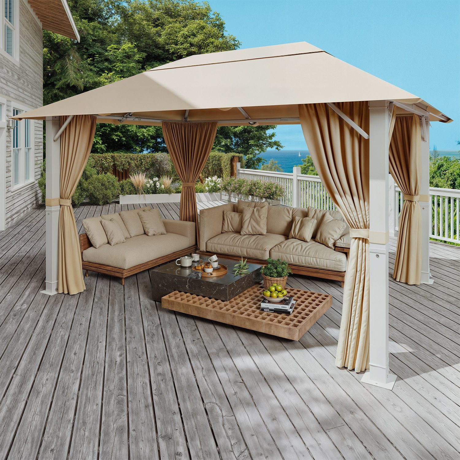 GUNJI Pavillon Großes 3*3/3/3/4M wasserdichtes Gartenzelt günstig online kaufen