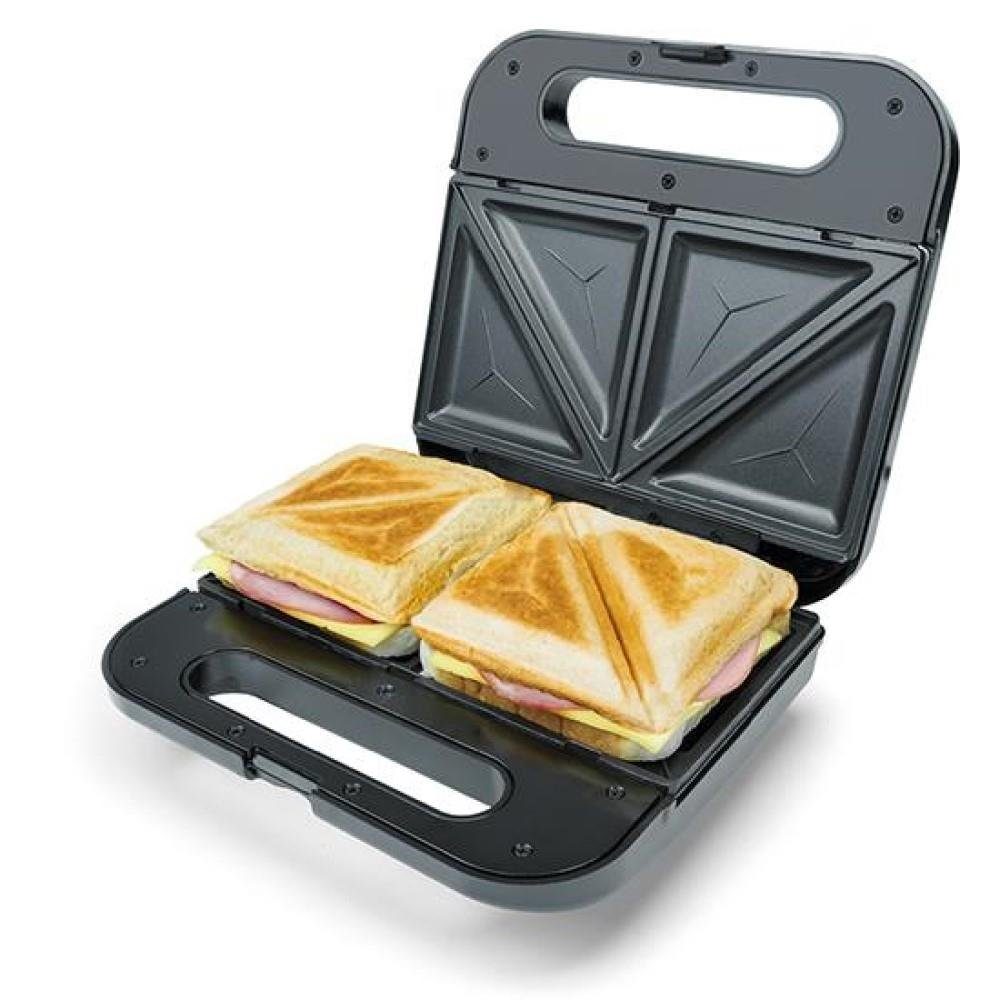KORONA Sandwichmaker 47019, 750 W, XXL, große Toastscheiben,  Antihaftbeschichtet, 750 Watt, schwarz, Antihaftbeschichtete  Sandwichplatten, 11x13 cm
