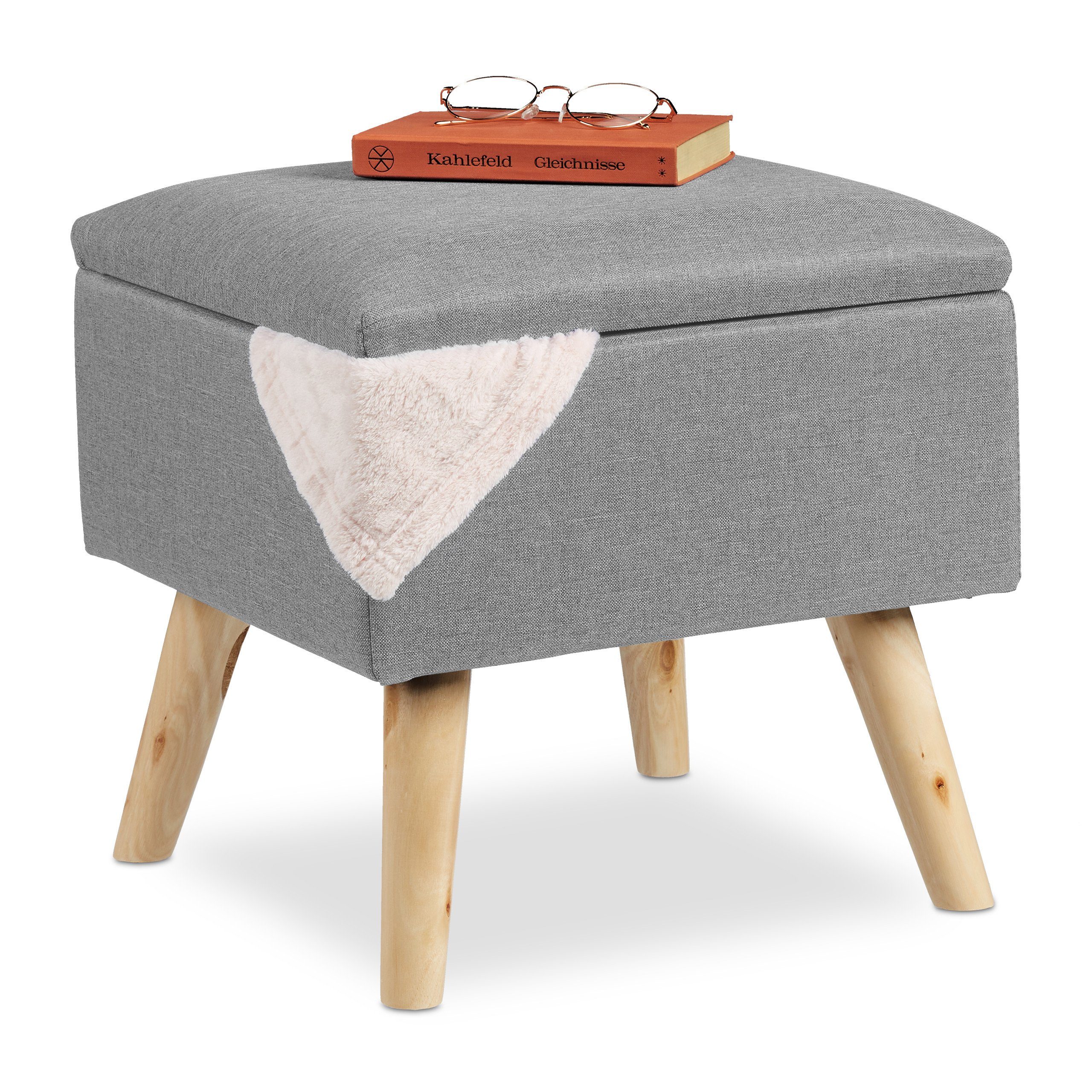 relaxdays Stauraumhocker Hocker mit Stauraum, hellgrau günstig online kaufen