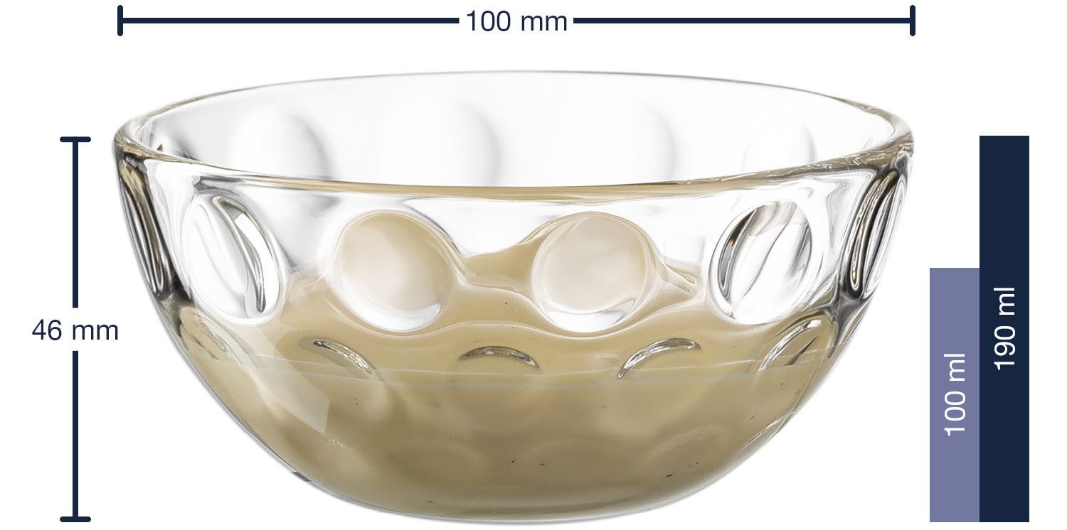 LEONARDO Schale CUCINA OPTIC, 10 cm, 6er-Set, Glas, (Set, 6-tlg), spülmaschinengeeignet