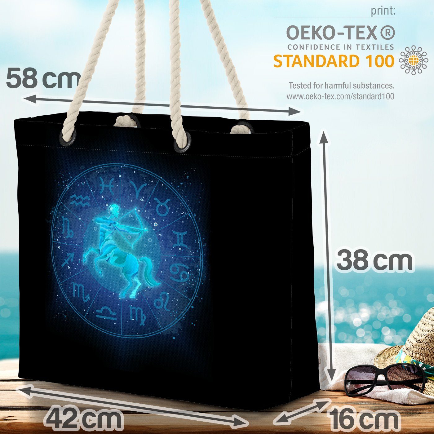 VOID Strandtasche (1-tlg), Schütze Sternzeichen Astrologie Horoskop Aszendent Planetenkonstellat