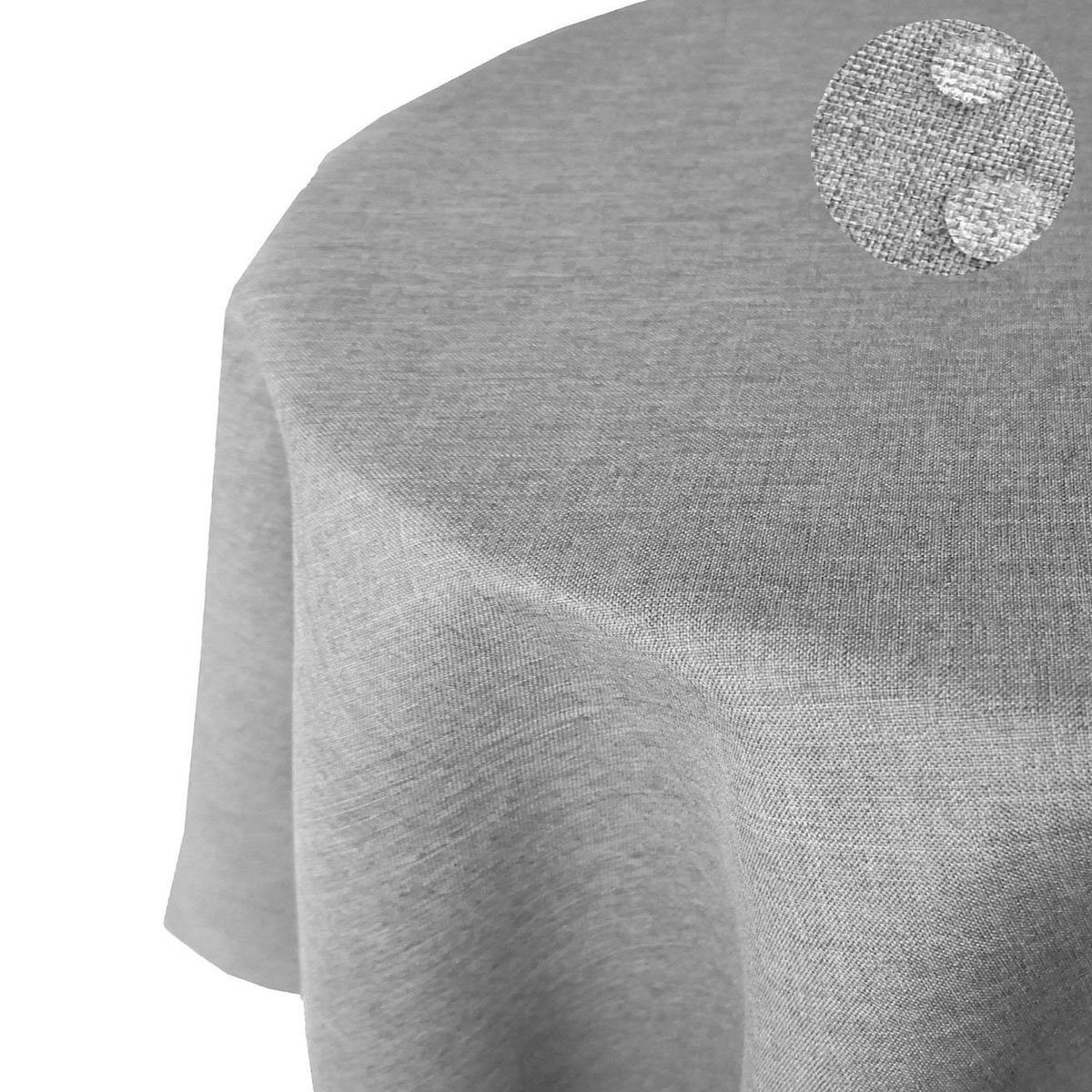Tischdecke Leinenoptik RUND Tischdecke uni Gartentischdecke, bügelfrei, Lotuseffekt, gleichmäßige Gewebestruktur
