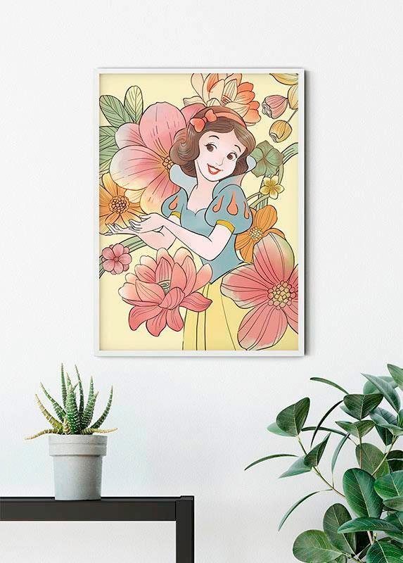 Komar Poster Snow White Flowers, Disney (1 St), Kinderzimmer, Schlafzimmer,  Wohnzimmer