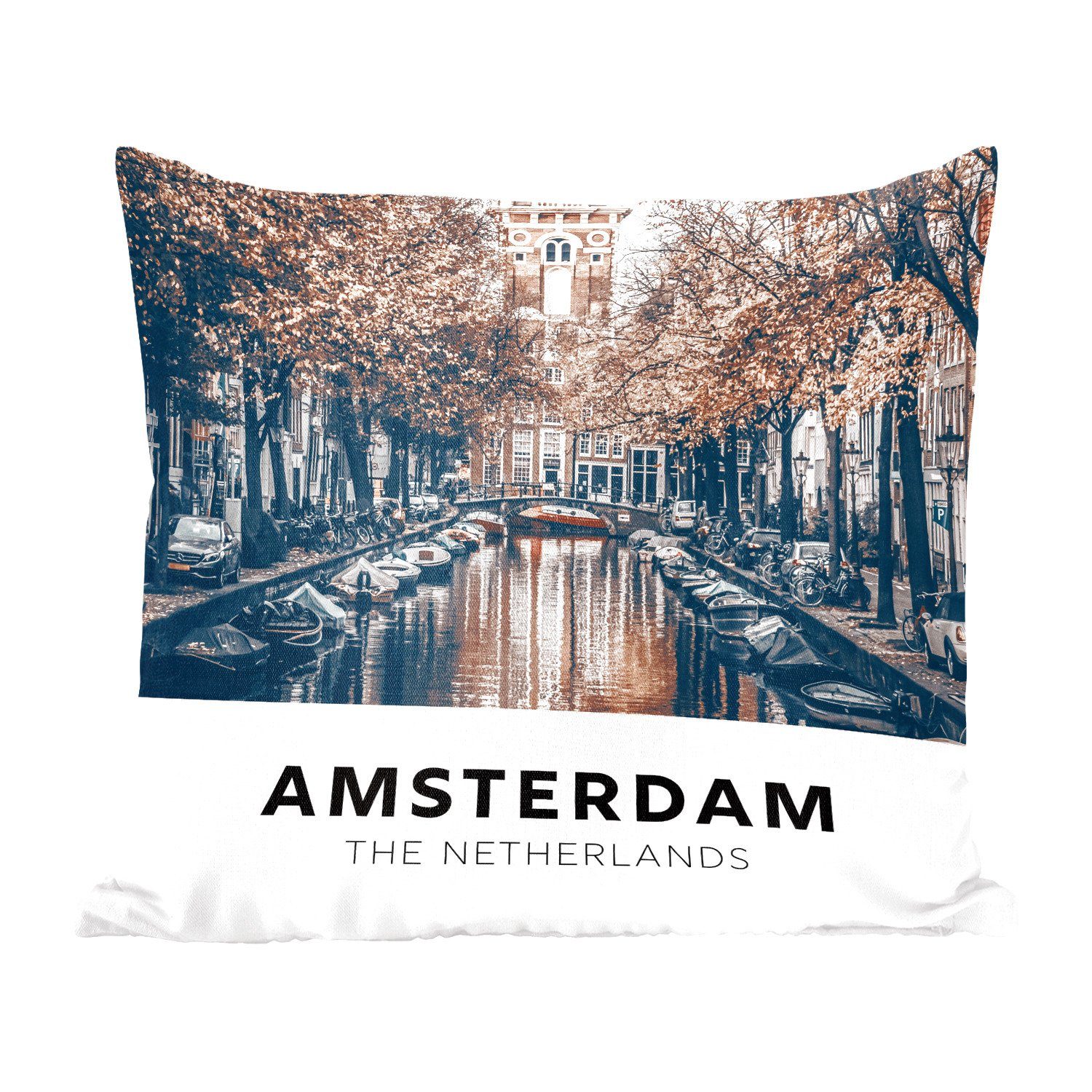 Sofakissen Deko, Schlafzimmer, Wasser, Niederlande Zierkissen für - - Dekokissen Füllung Amsterdam mit Wohzimmer, MuchoWow