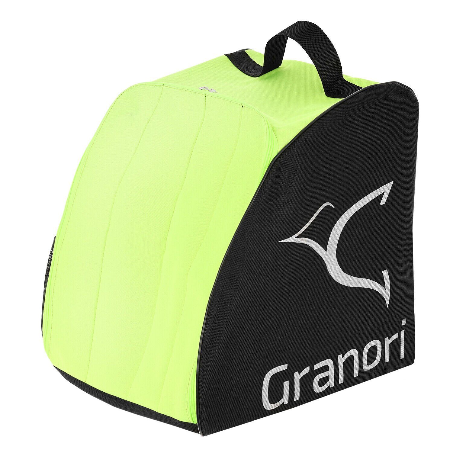 Granori Skirucksack Skischuhtasche für Skistiefel und Helm (gepolstert und abschließbar), mit Entwässerungsöffnung und Außenfach Neongelb-Schwarz