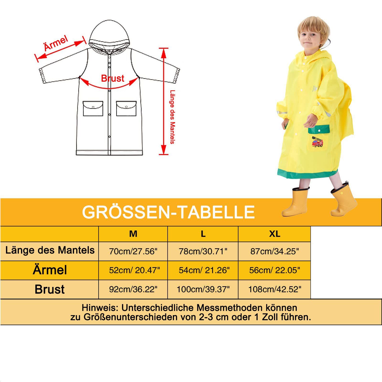 Regenponcho, Regenmantel Kinder Gelb(XL) GelldG Regenmantel, Atmungsaktiv Regenanzug, Regenjacken