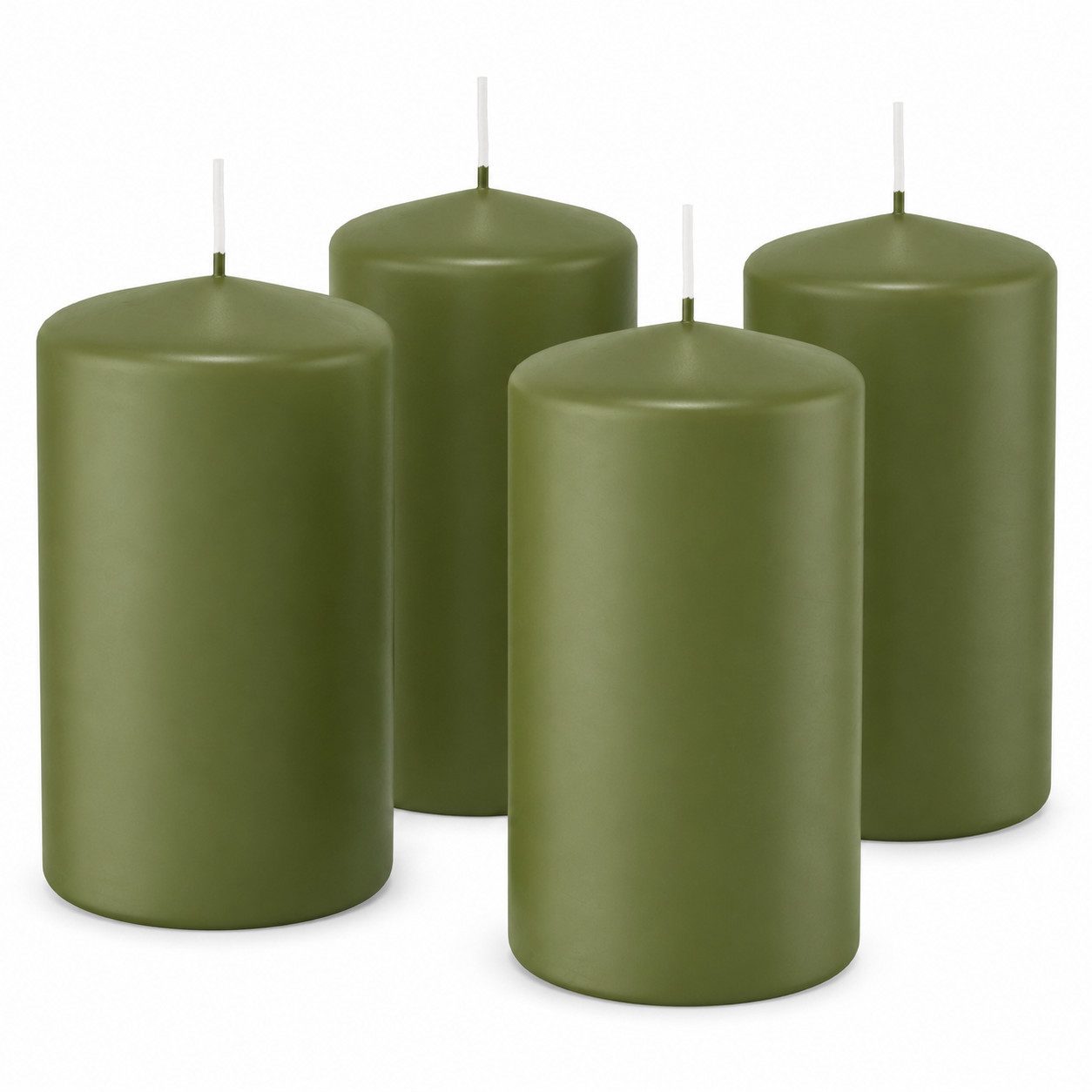 Wiedemann Kerzen Stumpenkerze 4er Set Adventskranzkerzen Olive, Wiedemann Kerzen