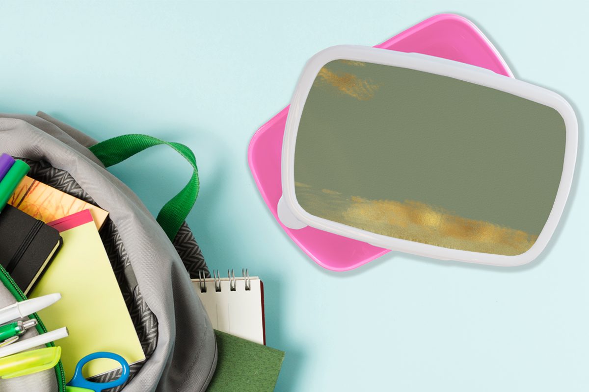 rosa Gold - Kinder, Muster (2-tlg), MuchoWow Kunststoff, - Grün, Lunchbox Snackbox, Farbe Kunststoff für - Mädchen, Brotbox Erwachsene, Brotdose