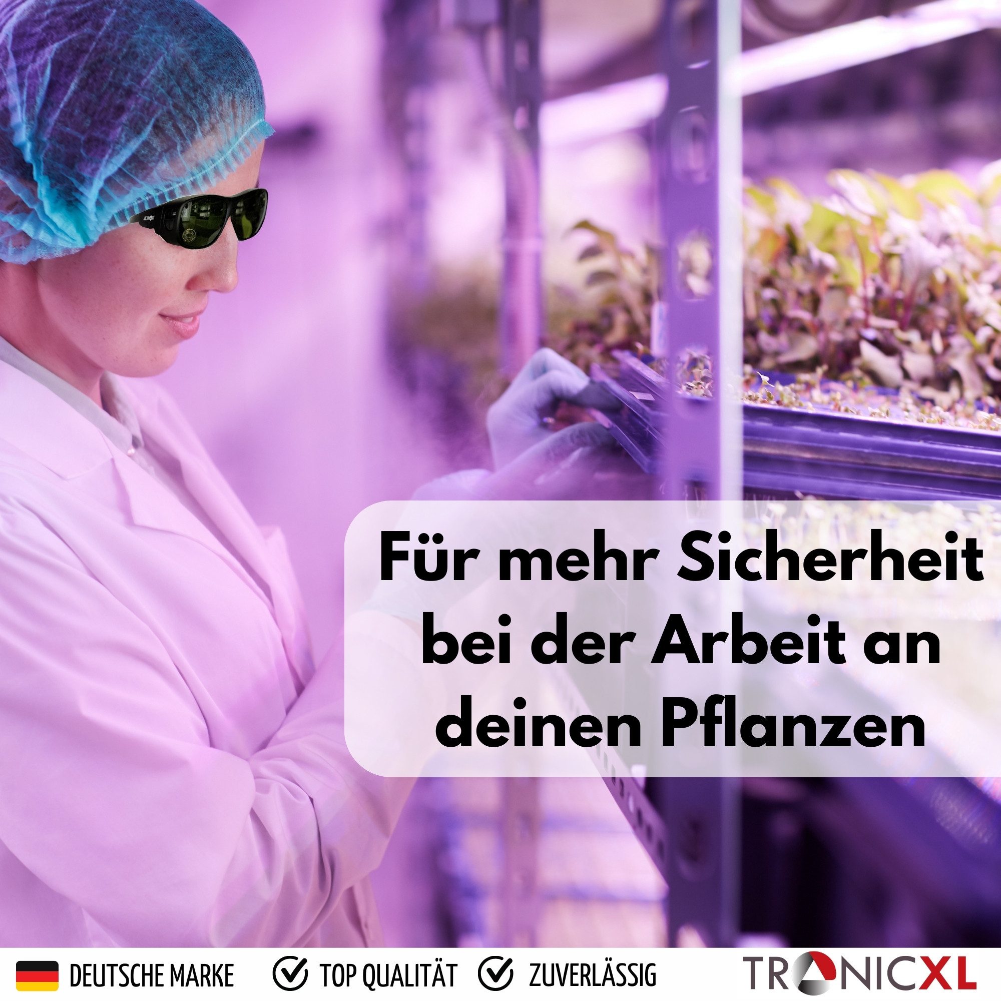 TronicXL Arbeitsschutzbrille Grow UV Schutzbrille LED Vollspektrum für Growbox Growroom Zubehör, (1St), Pflanzen Lampen Schutz Brille Hydroponik IR & UV