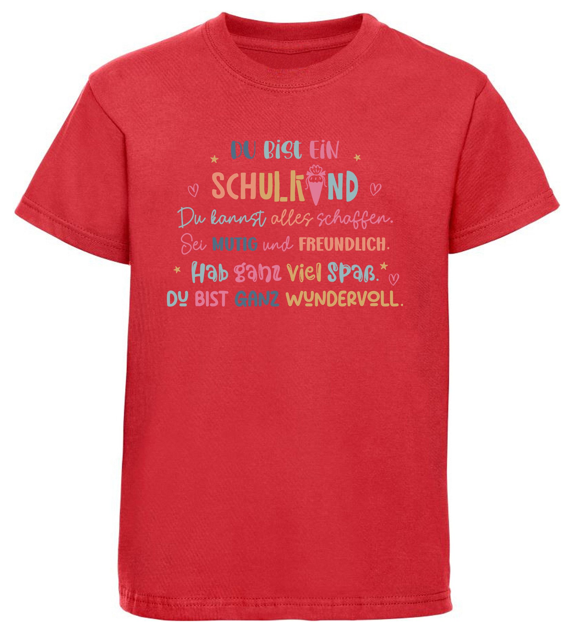 MyDesign24 T-Shirt Kinder Einschulungs T-Shirt 2026 Du bist ein Schulkind rot kurzarm Regular Fit print Shirt i781