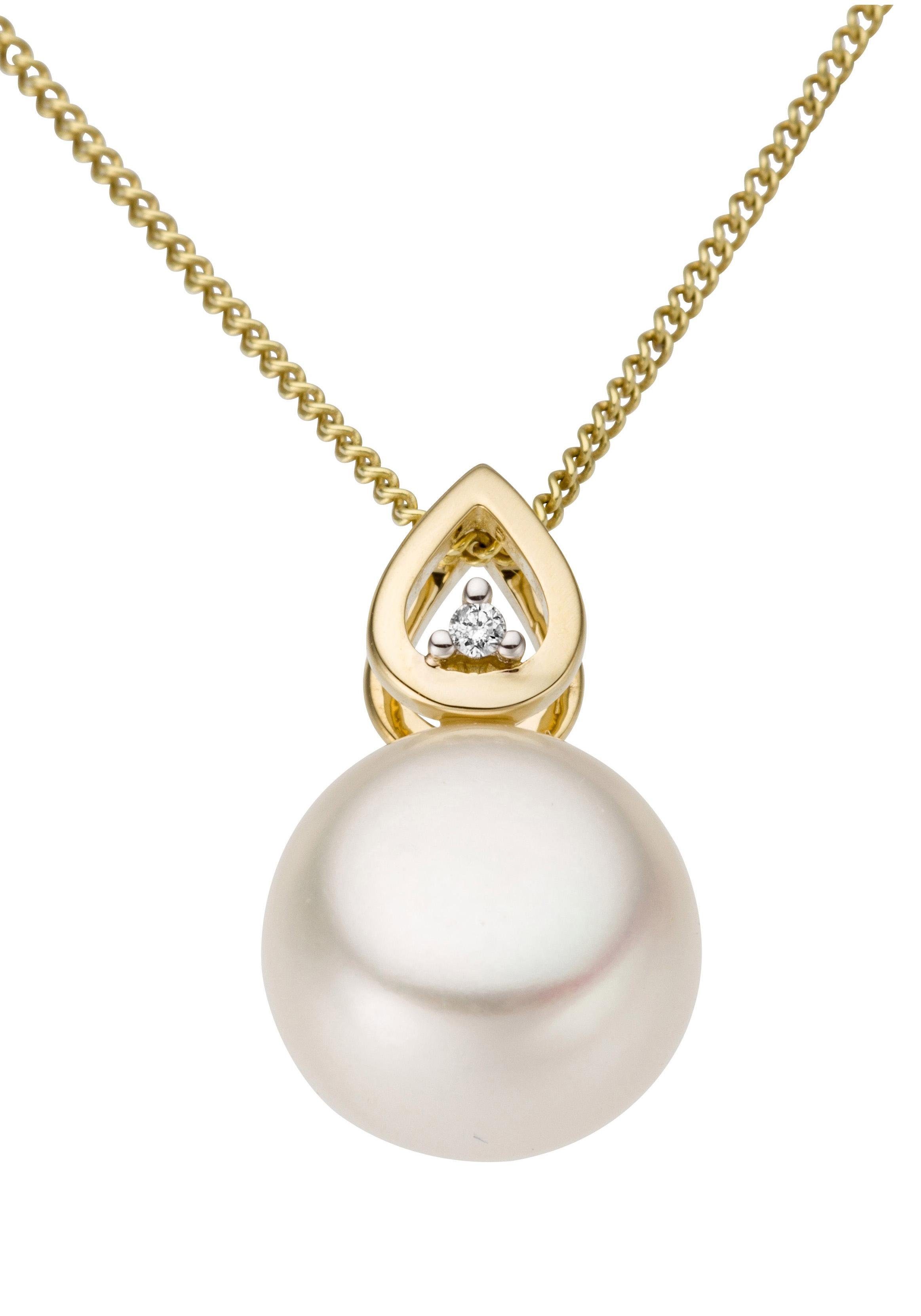 Firetti Perlenanhänger Schmuck Geschenk Gold 333 Halsschmuck Anhänger für Halskette Perle, mit Süßwasserzuchtperle und Brillant