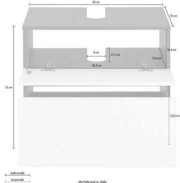 Home affaire Waschbeckenunterschrank Wisla Siphonausschnitt, Push-to-open-Funktion, Breite 60cm, Höhe 55 cm