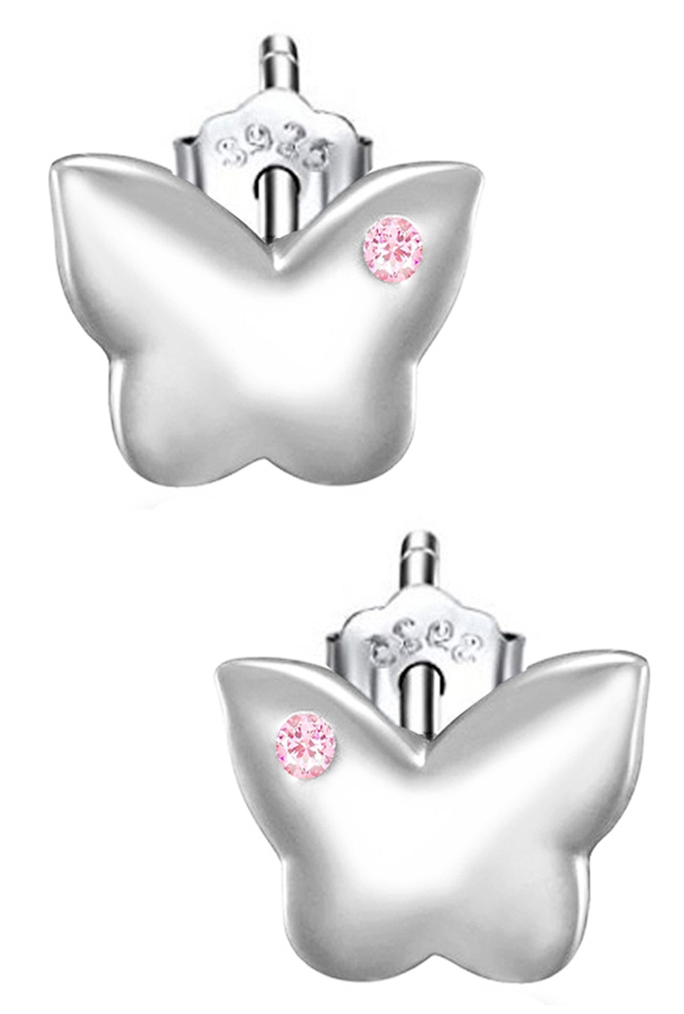 Limana Paar Ohrstecker Mädchen Kinder Ohrringe 925 Silber Schmetterlinge, Kinderschmuck Kinderohrringe Mädchenohrringe