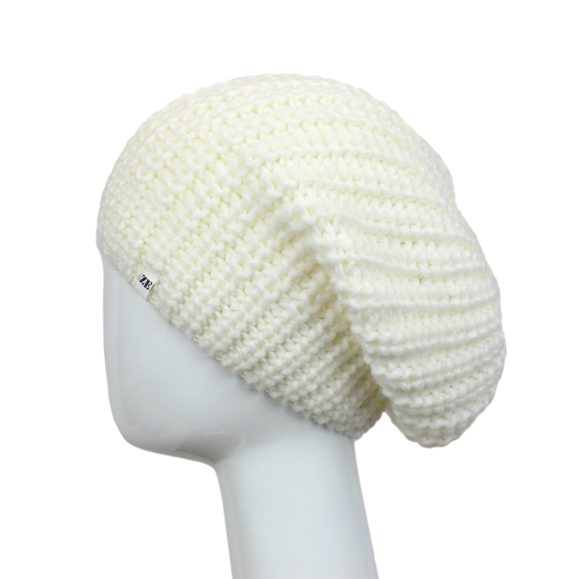 ZEBRO Strickmütze Mütze Wafel Innenfleece creme