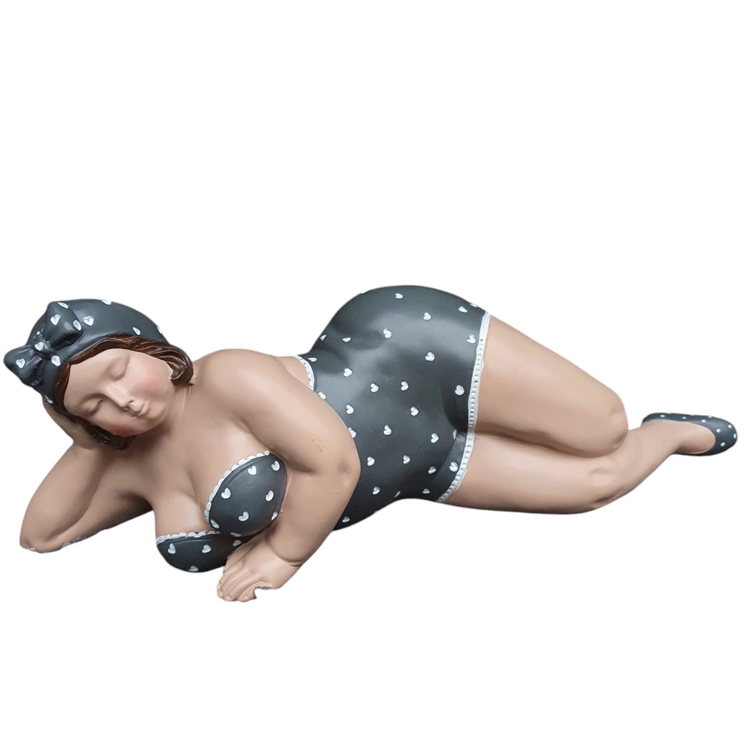 Aspinaworld Gartenfigur Badenixe Figur liegend grau 39 cm – für Beet oder Steingarten