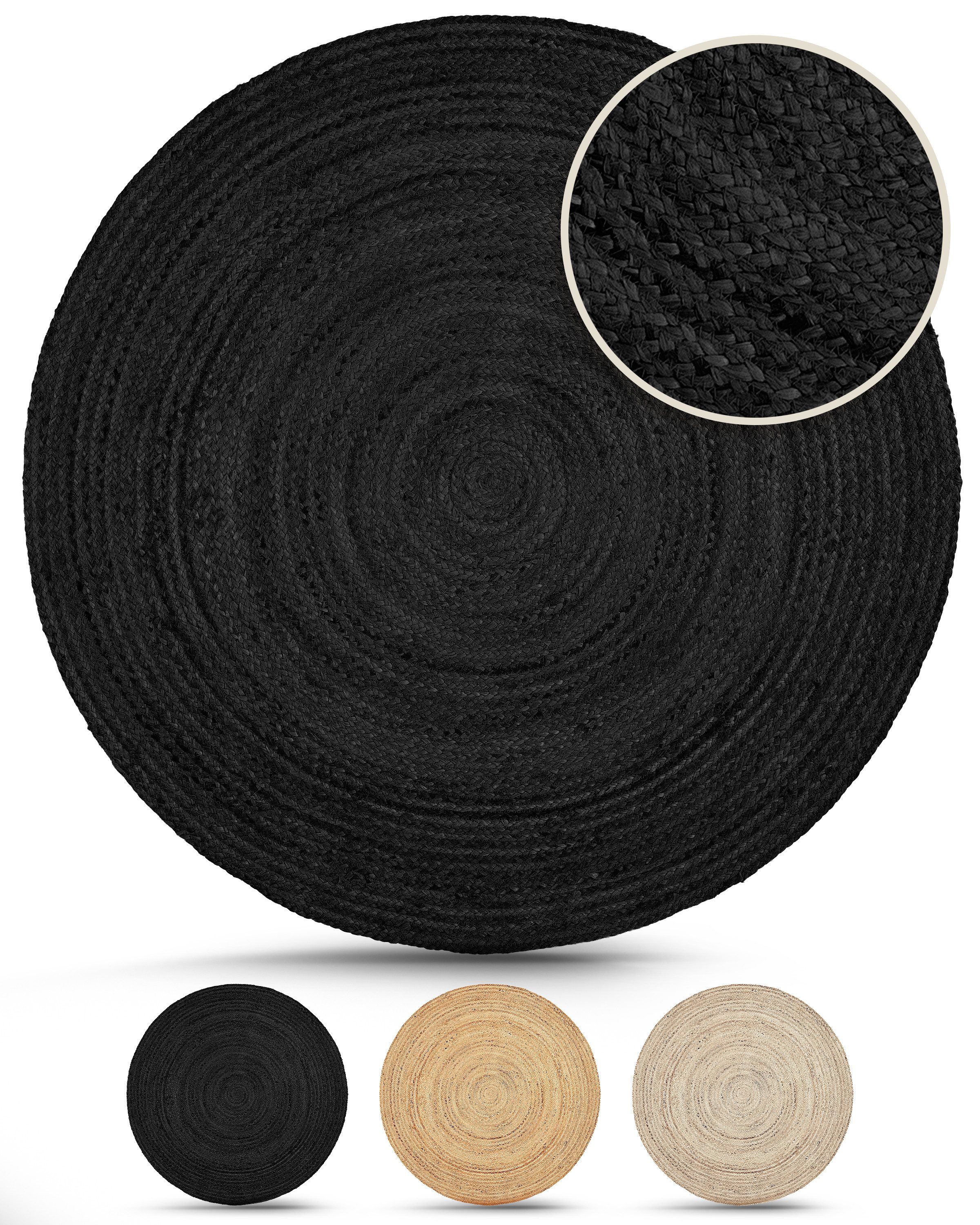 carpetfine Teppich Nele Juteteppich Naturfaser, rund, Höhe: 6 mm, geflochte günstig online kaufen