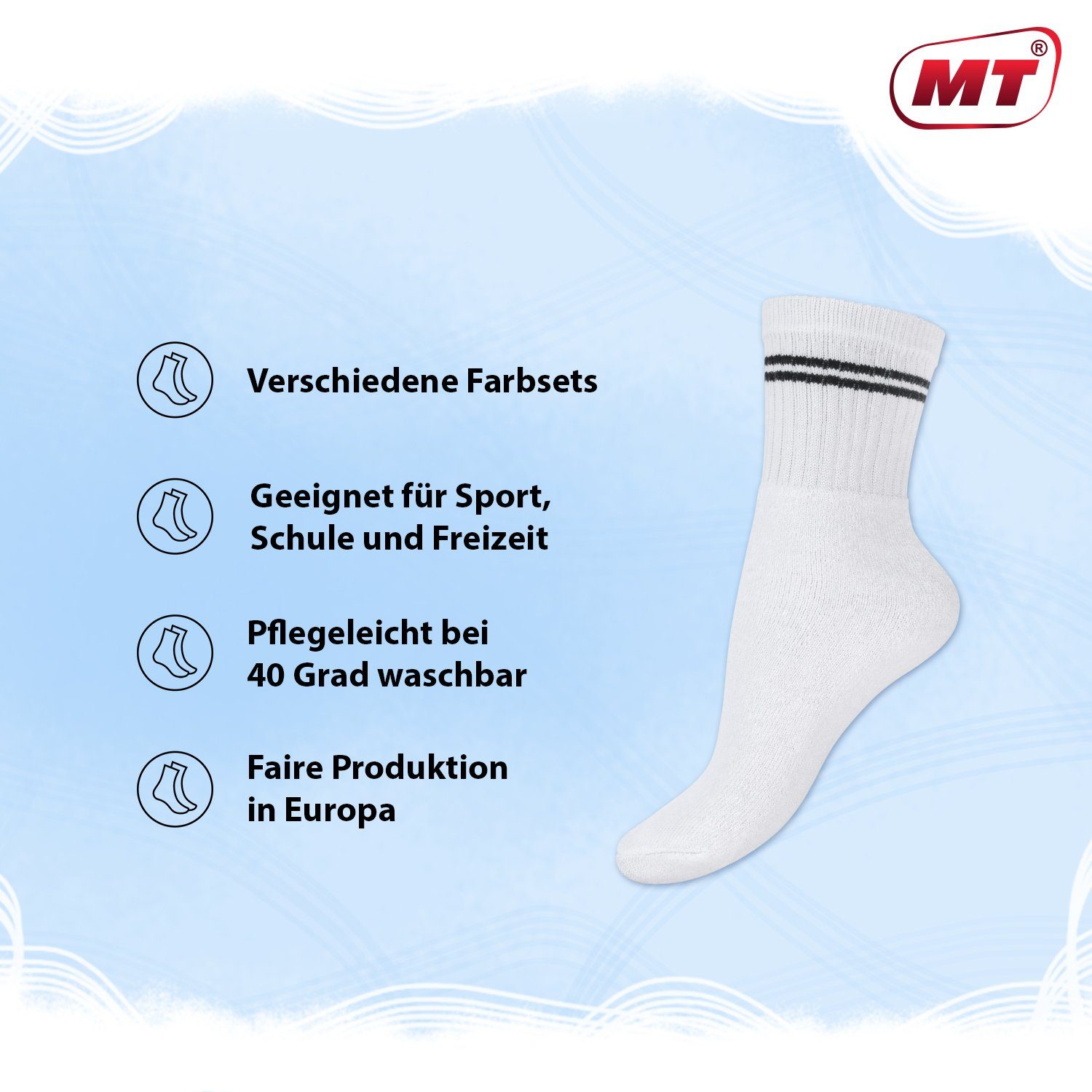 MT Tennissocken Kinder Freizeit Socken (5/10 Paar) Tennissocken Mädchen & Jungen (5-Paar)