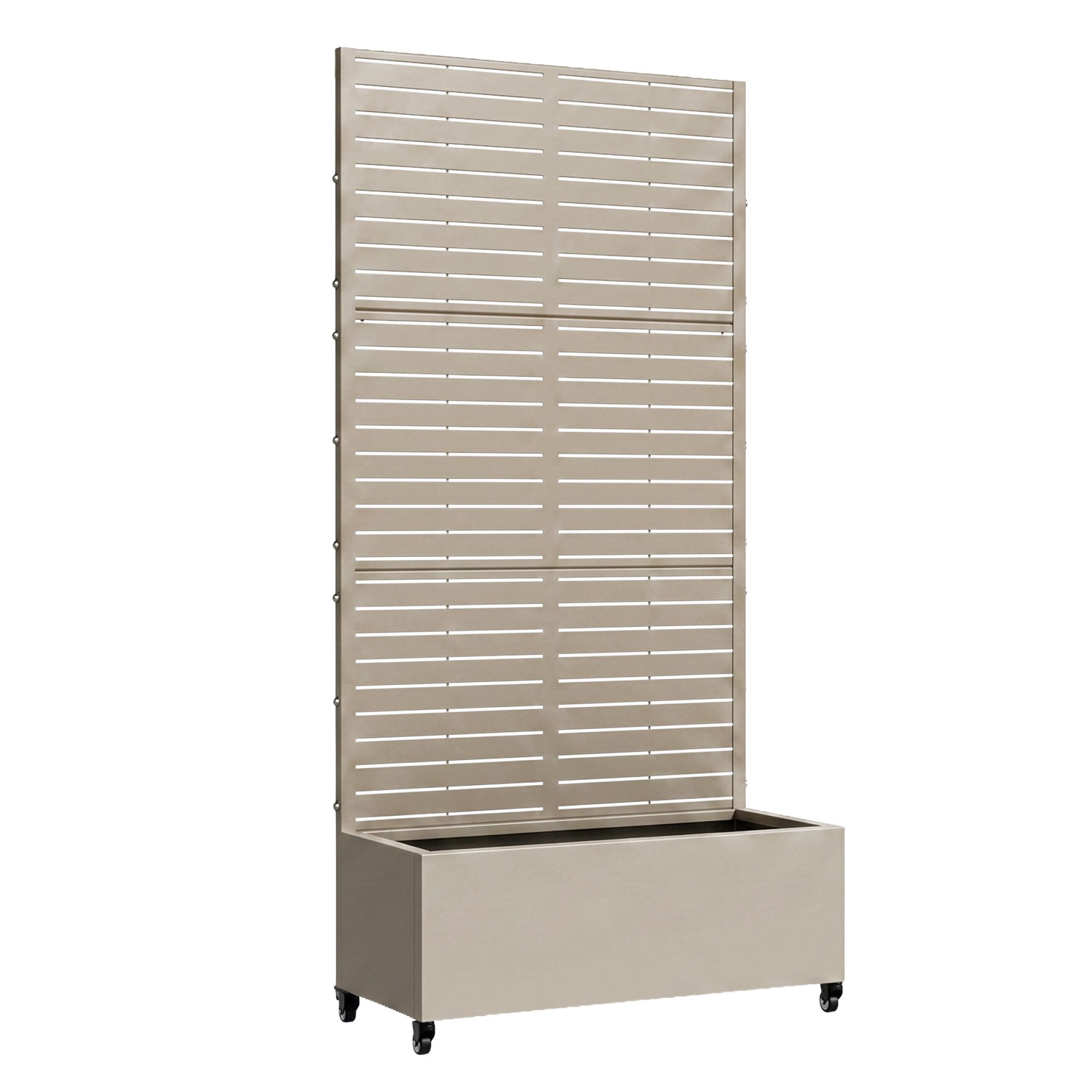 casa.pro Blumenkasten, »Nodepp« mit Sichtschutz 4 Rollen 190x82x38 cm Stahl Knoblauchbeige