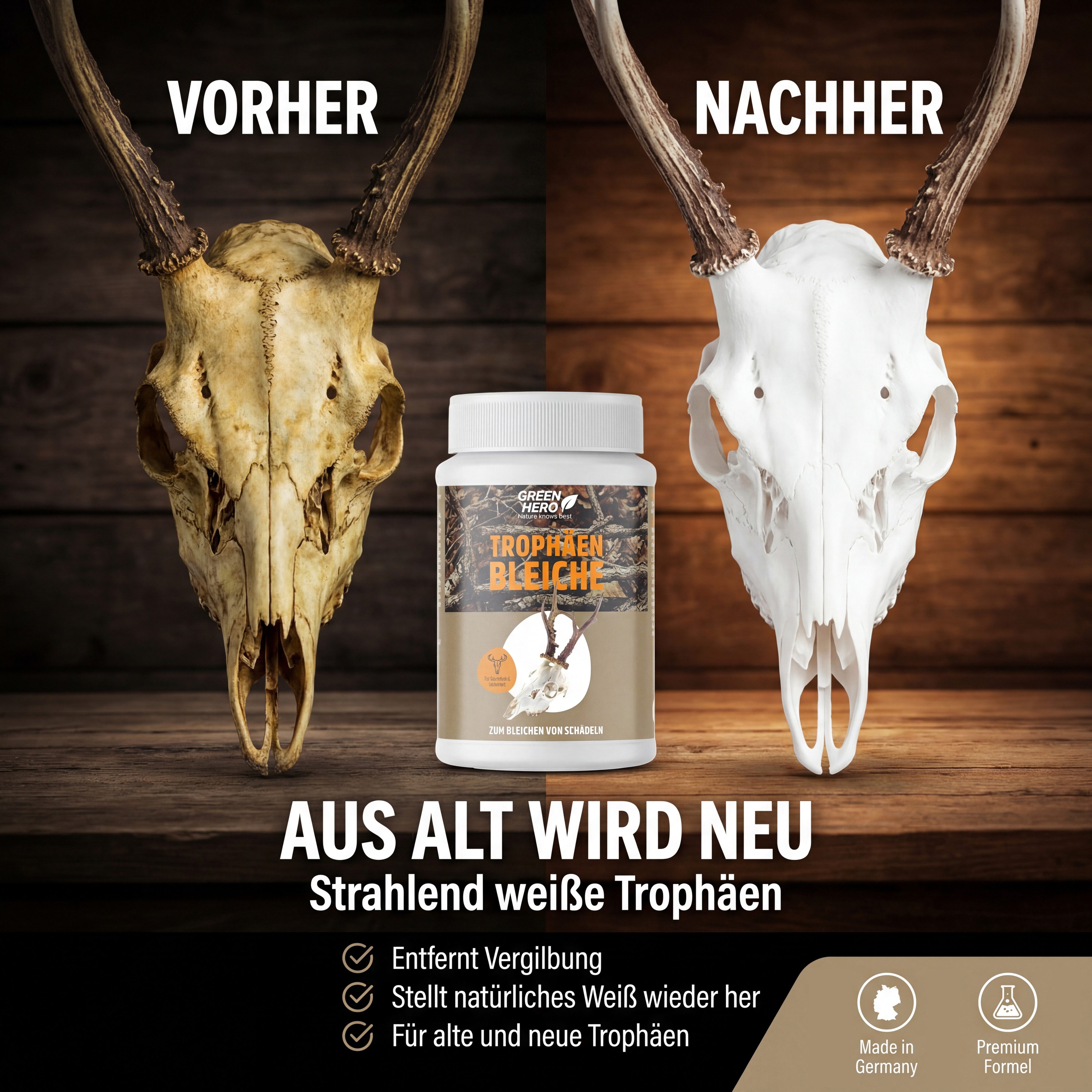 GreenHero Trophäenbleiche für Jagdtrophäen Bleichmittel