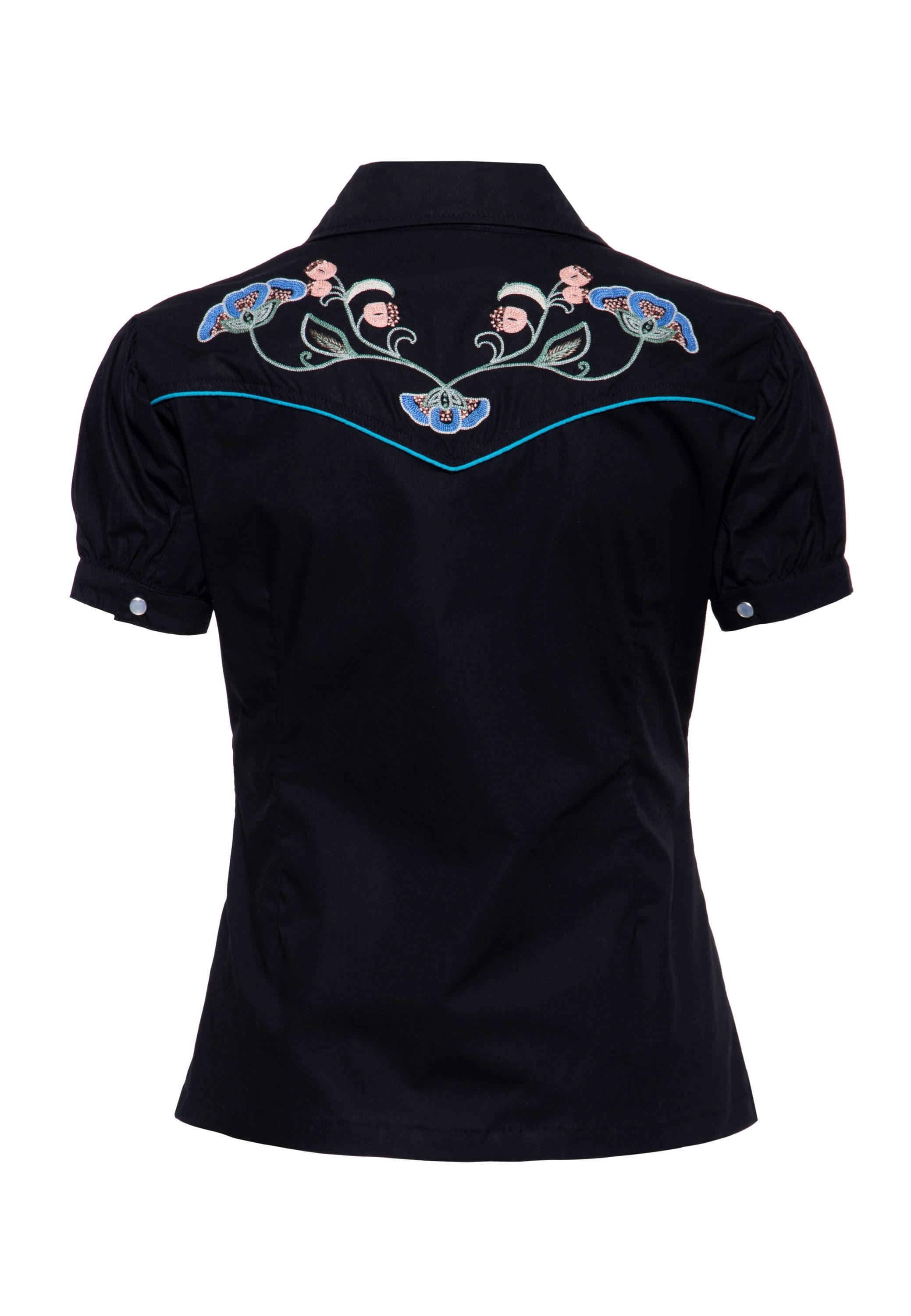 QueenKerosin Kurzarmbluse mit Stickerein günstig online kaufen