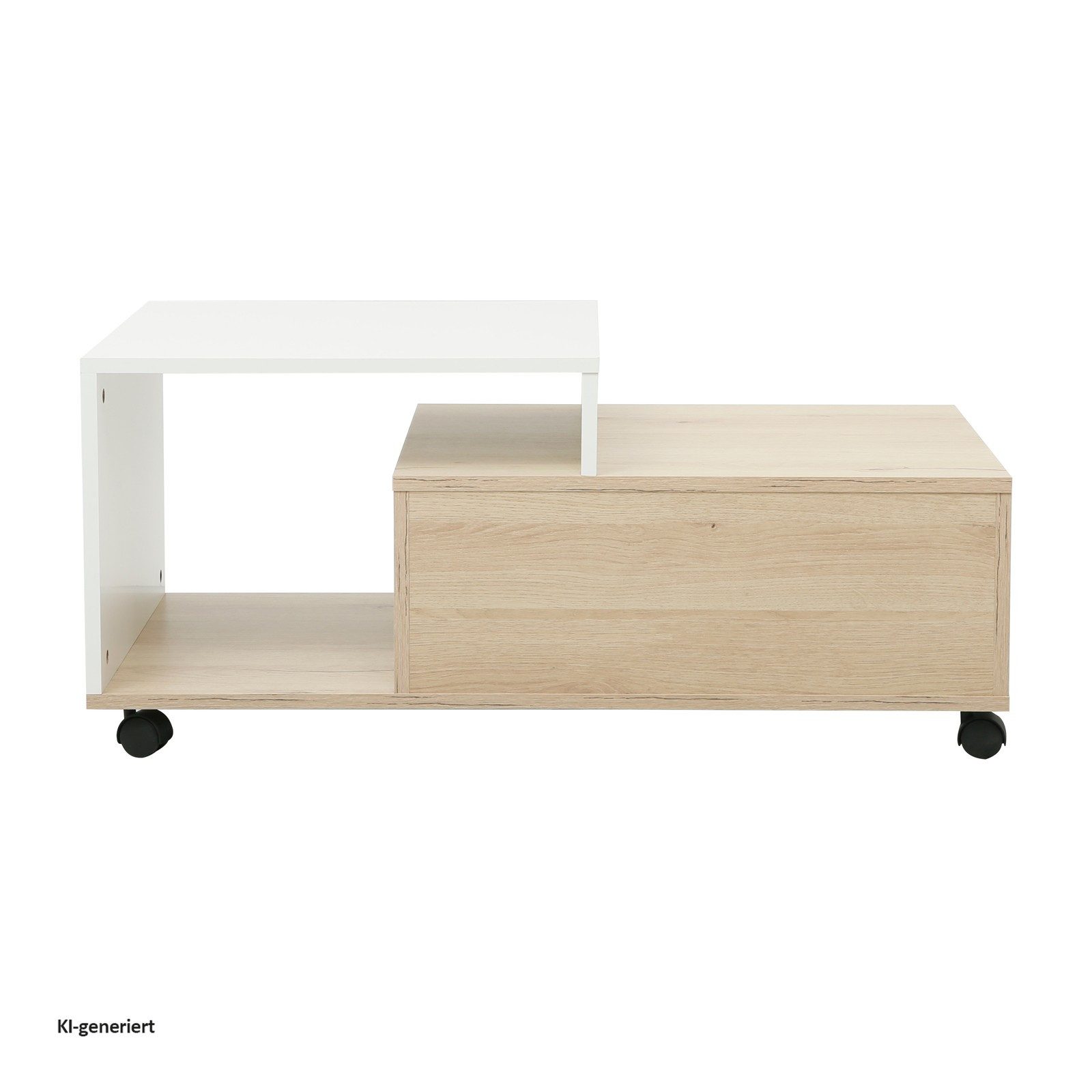 HTI-Living Couchtisch Cedrik auf Rollen mit Schublade Artisaneiche-Weiß (Stück, 1-St., 1 Couchtisch auf Rollen) – Bild 4 von 4