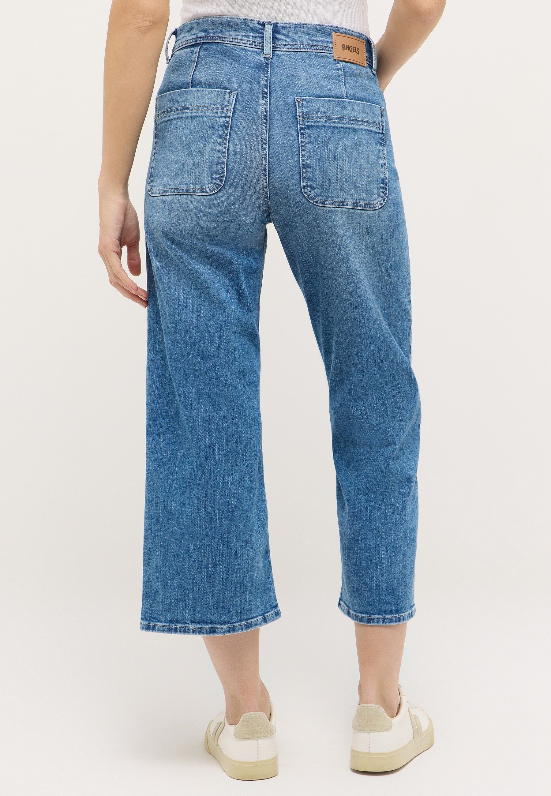 ANGELS Stretch-Jeans LINN POCKET in modisch verkürzter Länge mit weitem Bein, Stretch