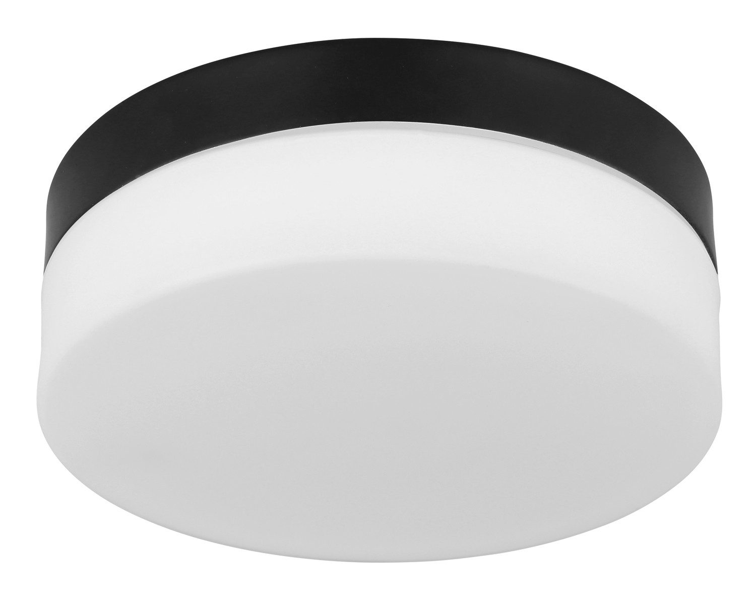 GLOBO LIGHTING Deckenleuchte VRANOS, Ø 18,4 cm, 1-flammig, Schwarz, Weiß, ohne Leuchtmittel, Aluminium, Opalglas, IP44 Spritzwassergeschützt