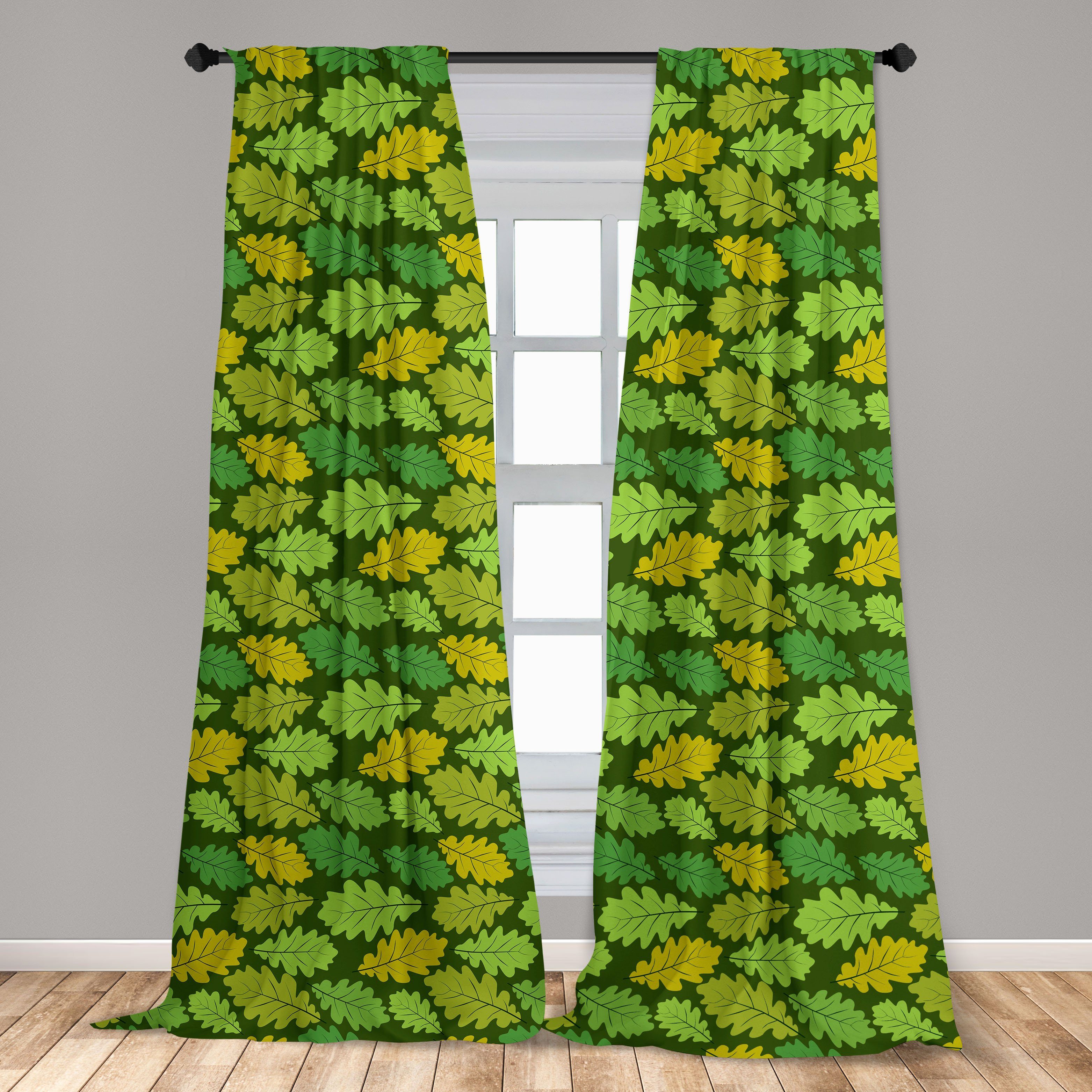 Gardine Vorhang für Schlafzimmer Dekor, Wohnzimmer Blumen Schattierungen Abakuhaus, Microfaser, Grün Blätter in von