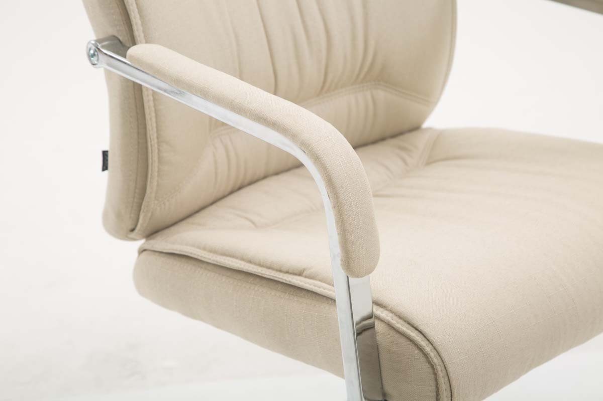 TPFLiving Besucherstuhl Anobo Metall mit creme chrom - gepolsterter - Stoff hochwertig Sitzfläche Konferenzstuhl Esszimmerstuhl Gestell: Wohnzimmerstuhl), Sitzfläche: (Küchenstuhl - 