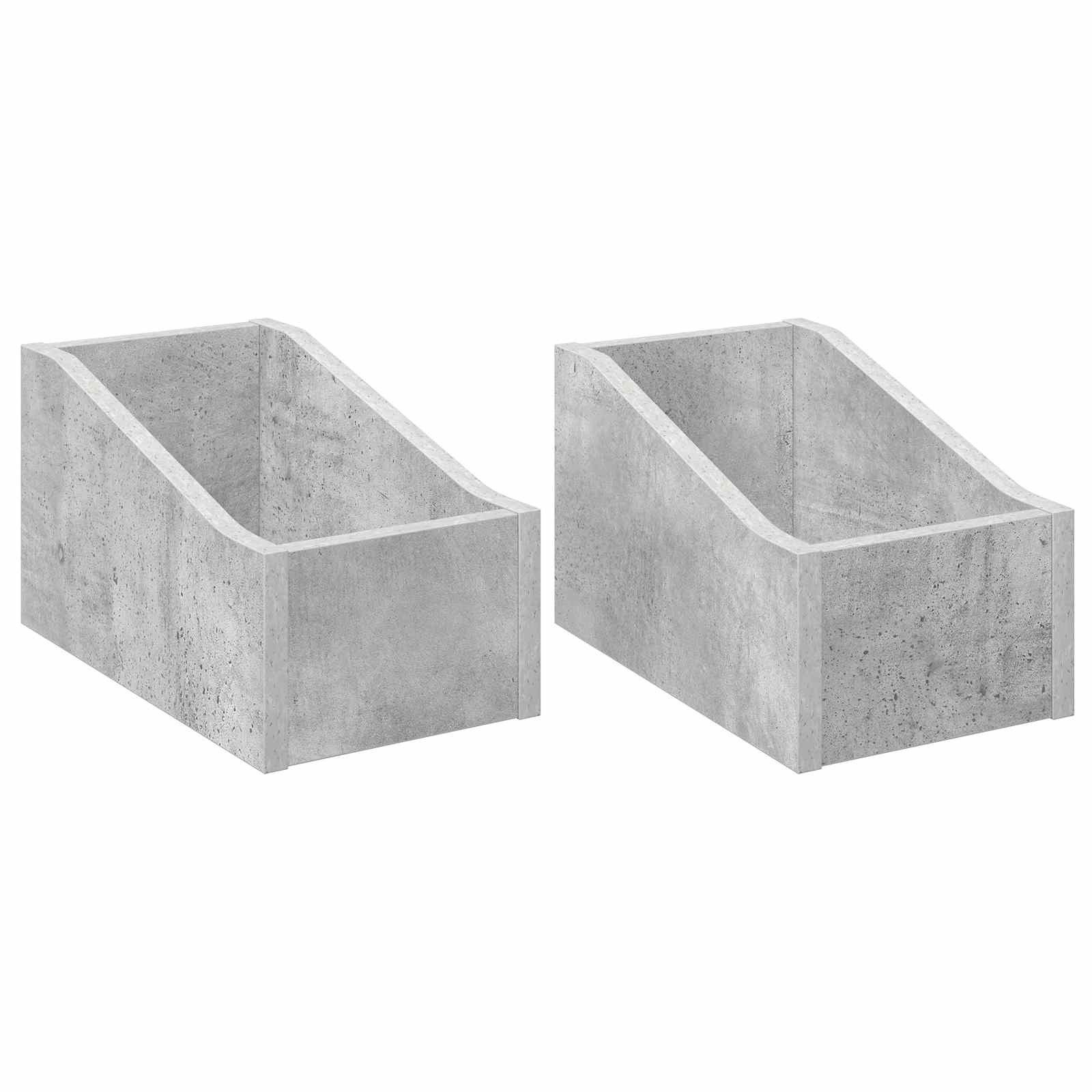 vidaXL Aufbewahrungsbox LP Plattenbox 2 stk. Betongrau 18 x 32 x 18 cm Holzwerkstoff (2 St)
