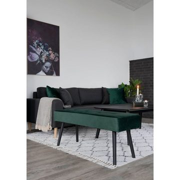 House Nordic Sitzbank Skiby Bench – Bank aus Samt, dunkelgrün mit schwarzen Beinen, HN120...
