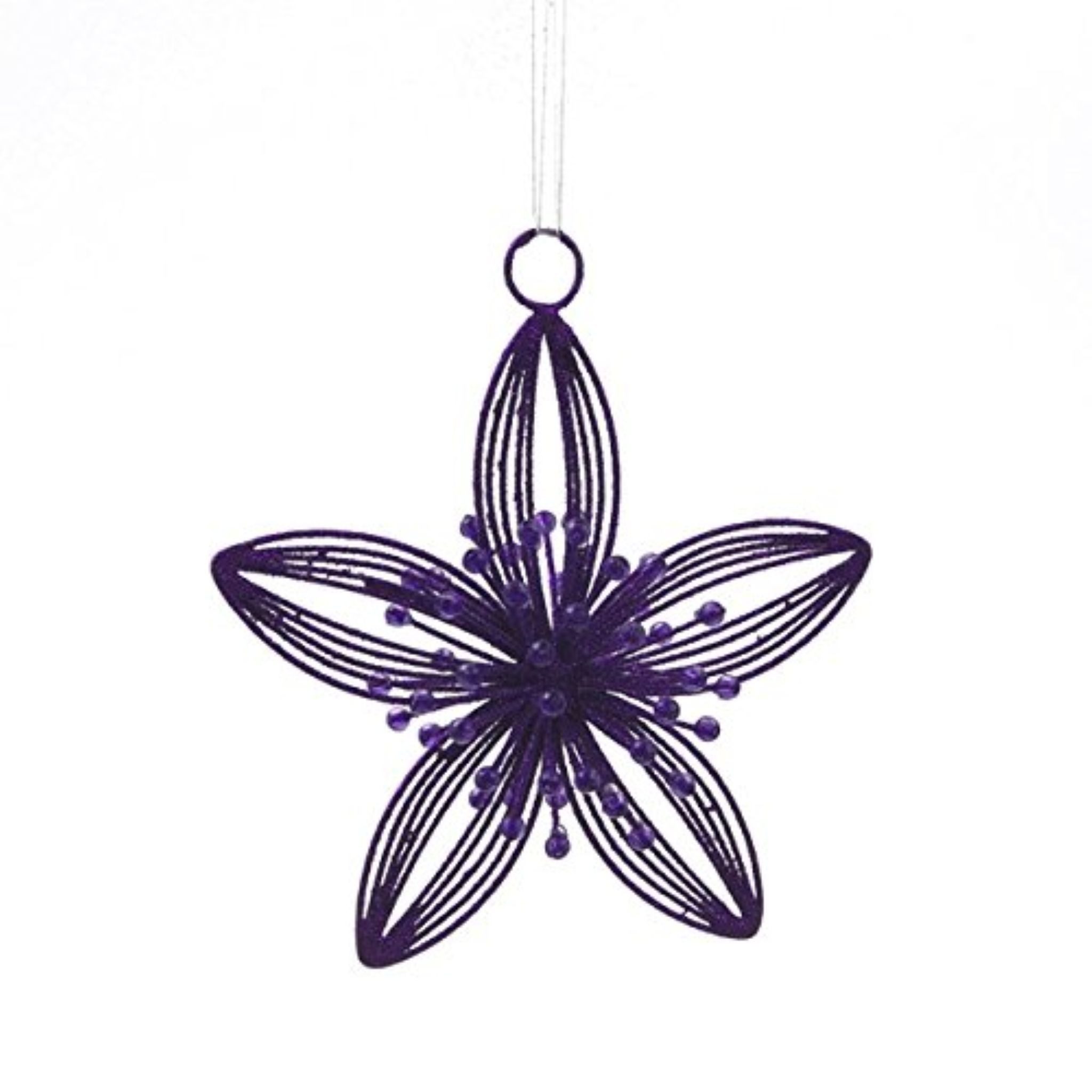 Deko AS Hängedekoration Lilie lila - Draht-Blüte - Dekoblume mit Glitzerfinish - Baumschmuck, mit Glitzerfinish