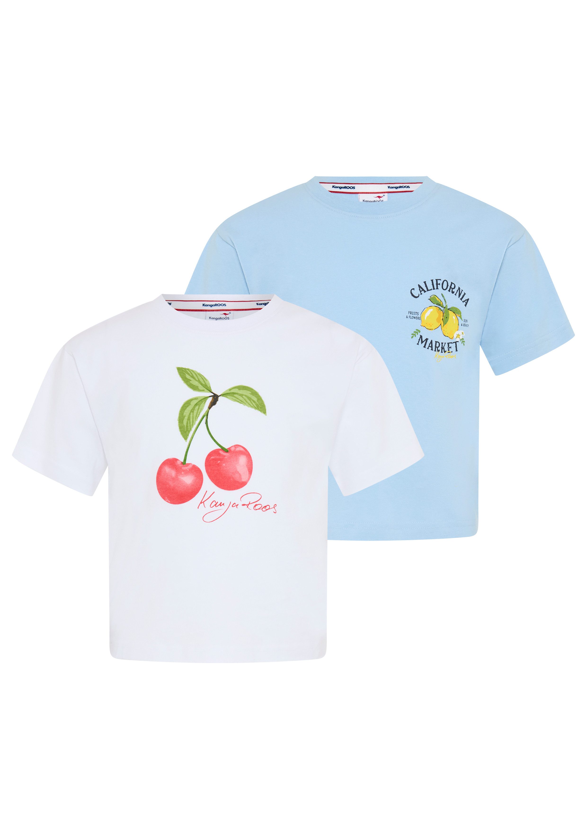 KangaROOS T-Shirt Kangaroos 2er Pack T-Shirts mit Kirschen- und Zitronenprint (Packung, 2-tlg., 2) modischer Stil, Kurzarm, mit trendigen Drucken und Logodruck – Bild 2 von 5