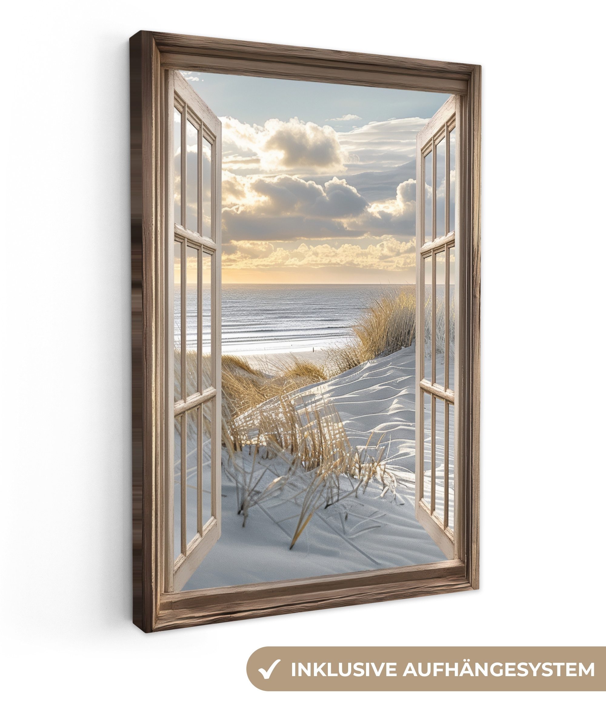 OneMillionCanvasses® Leinwandbild Aussicht - Strand - Dünen - Meer - Natur, Fotodruck (1 St), Leinwand Canvas Wandbild, Wanddekoration 20x30 cm