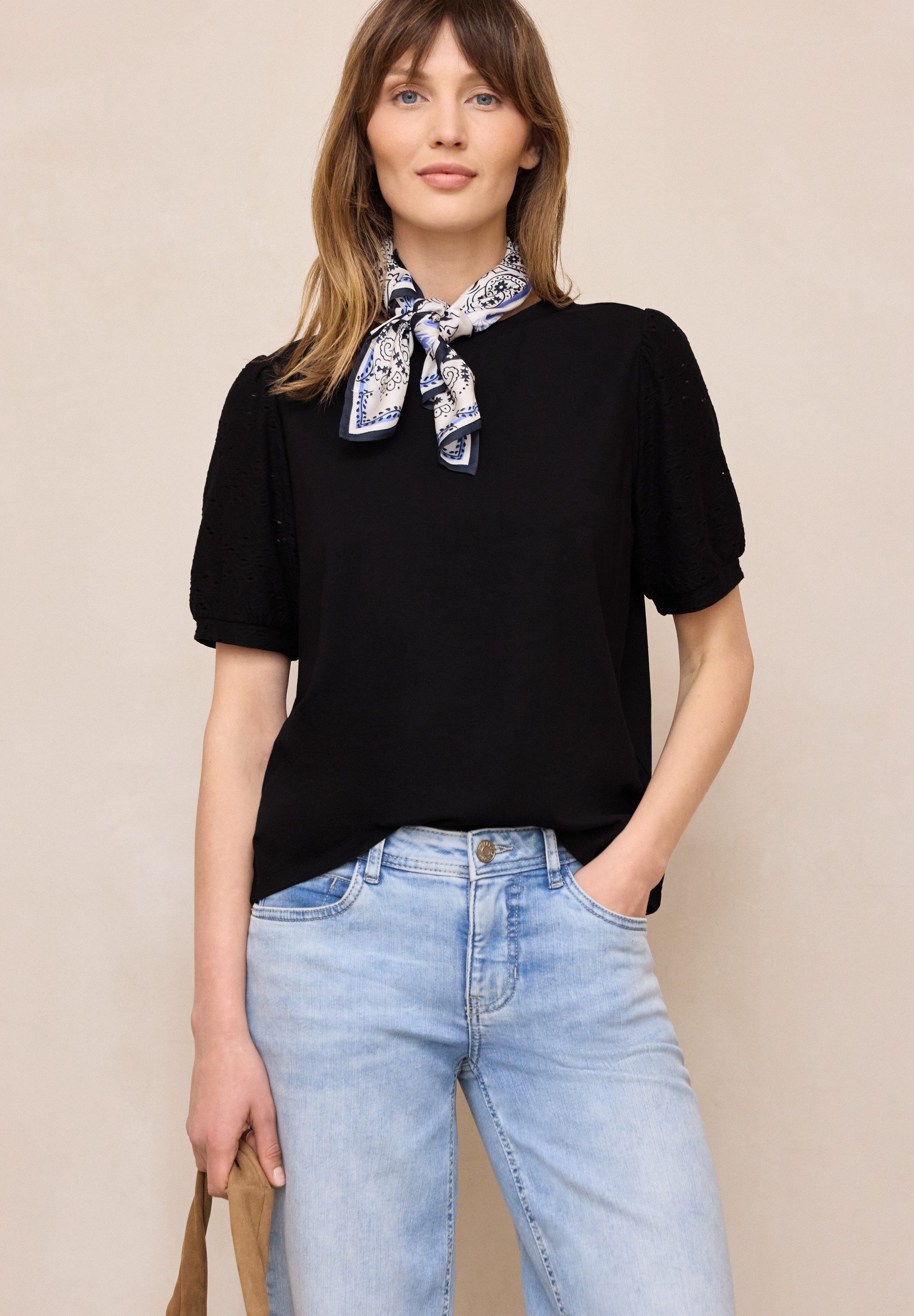 STREET ONE STUDIO Spitzenshirt im soften Baumwoll-Mix