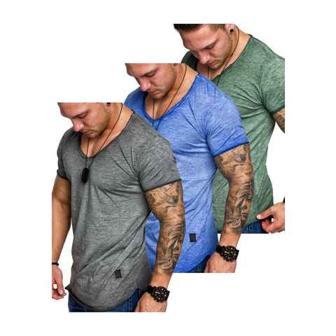 Amaci&Sons T-Shirt 3. NYC Herren 3er-Pack T-Shirts (3er-Pack) Herren Basic Oversize T-Shirt mit V-Ausschnitt