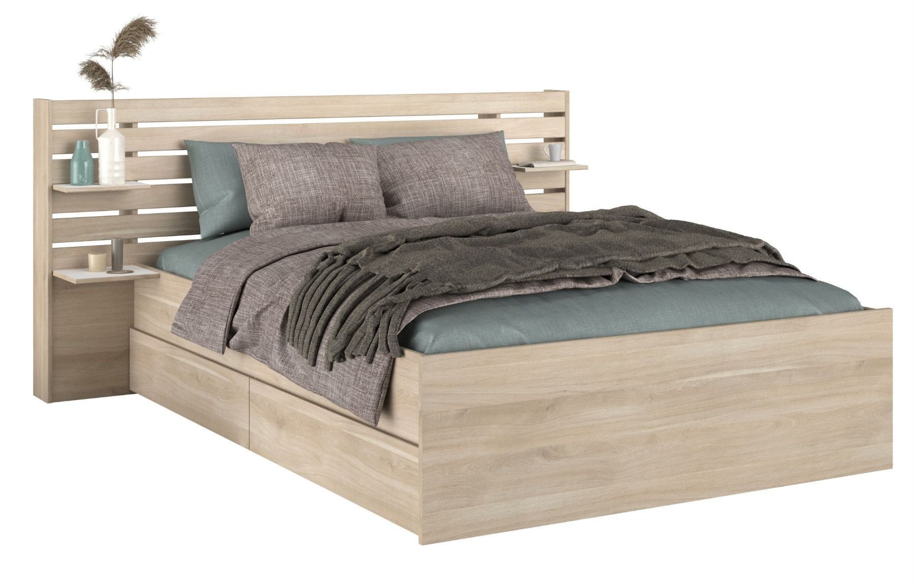 Parisot Stauraumbett Parisot Escale 3-Jugendbett Stauraumbett Japanische Eiche 160x200