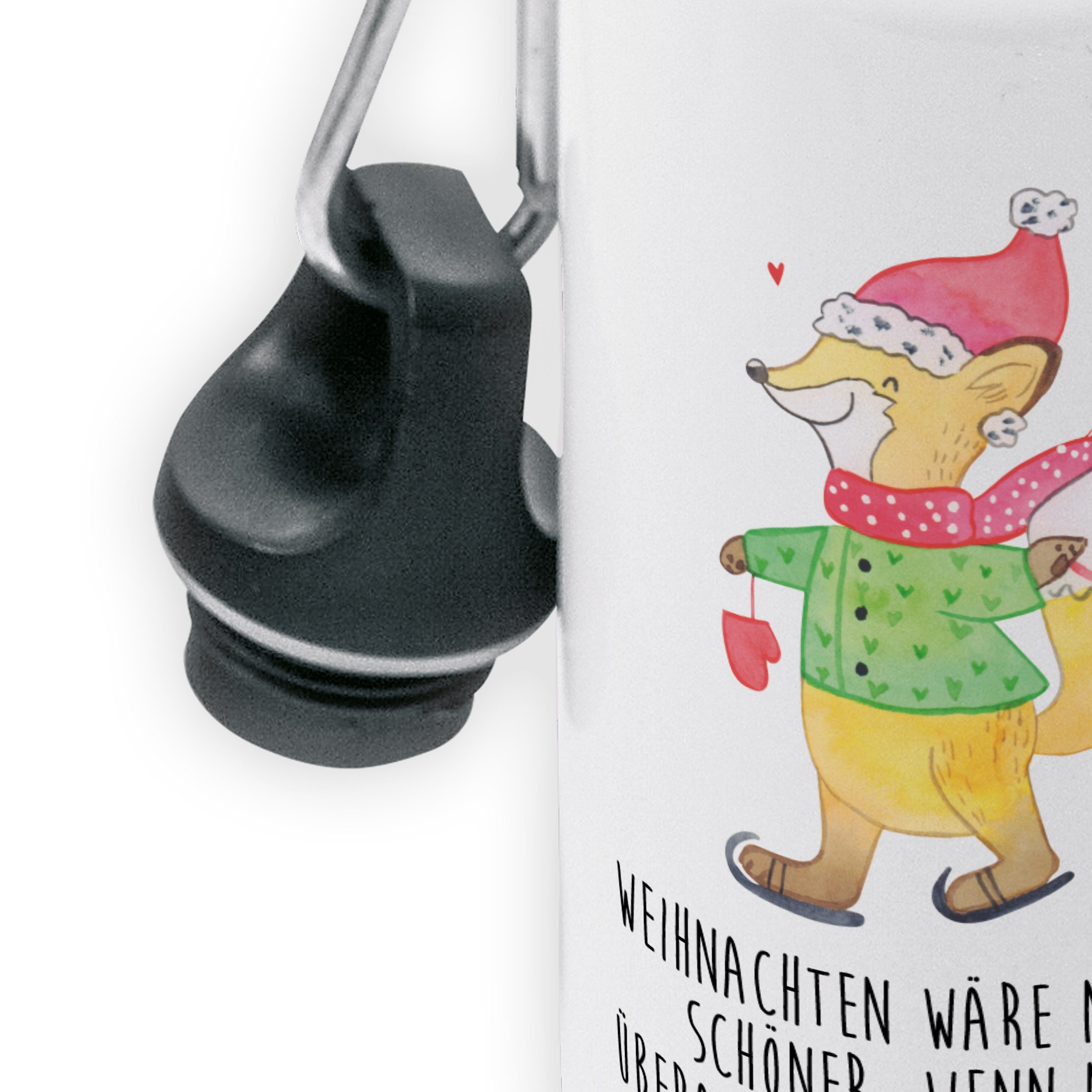 Mr. & Mrs. Panda Advent, Weiß Trinkflasche Kids, Trinkflasche, Schlittschuhe Geschenk, K Fuchs - 