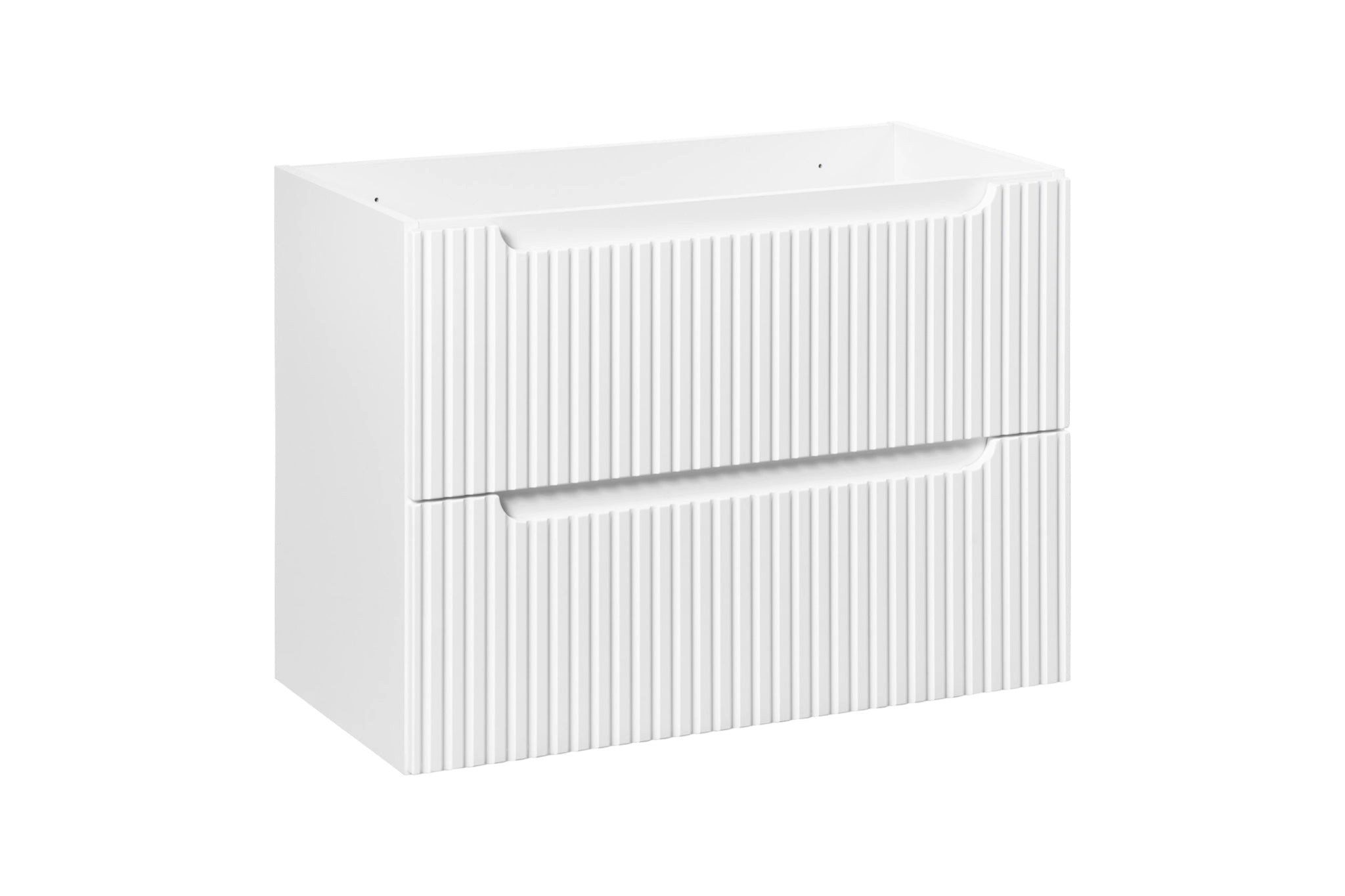 ROYAL24_MARKT Waschbeckenunterschrank Waschbeckenunterschrank Novira Weiß matt 80×57×39 cm mit 2 Schubladen