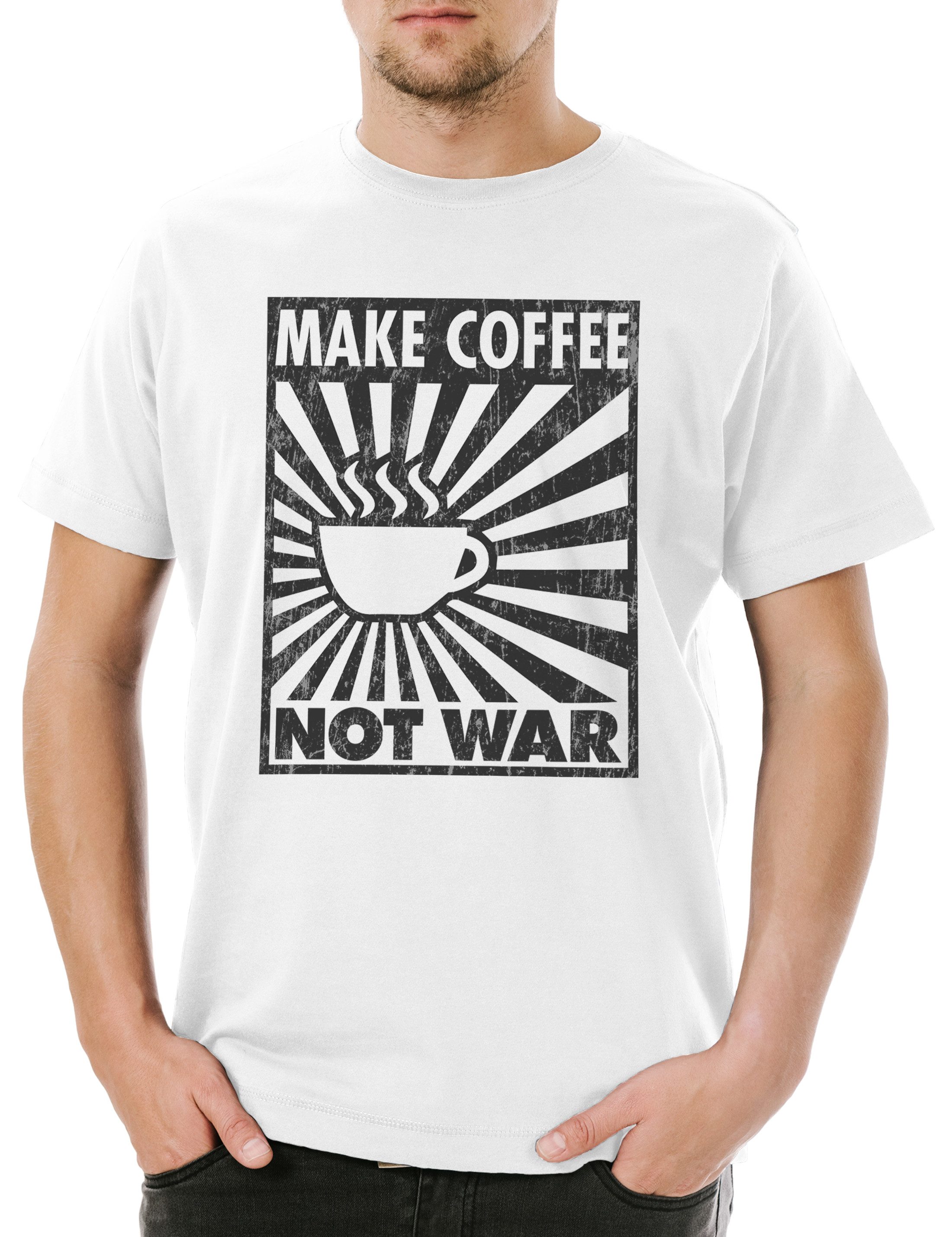 Print-Shirt Make Coffee Not War Herren T-Shirt Koffein Kaffee Café Addicted Nerd